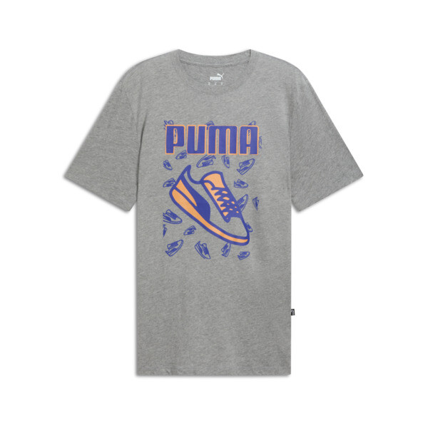 Puma Sneakers Graphic Men's T-shirt In Medium Gray Heather