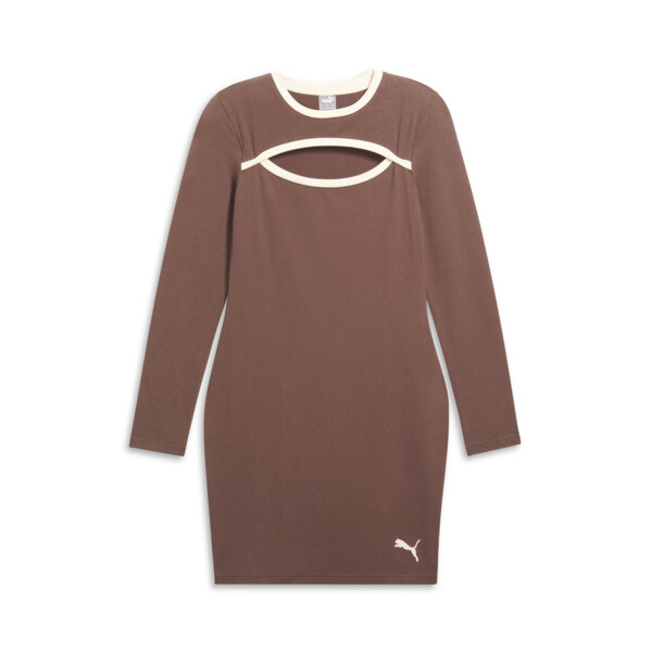 Puma Her Long Sleeve Trim Women's Dress In Espresso Brown