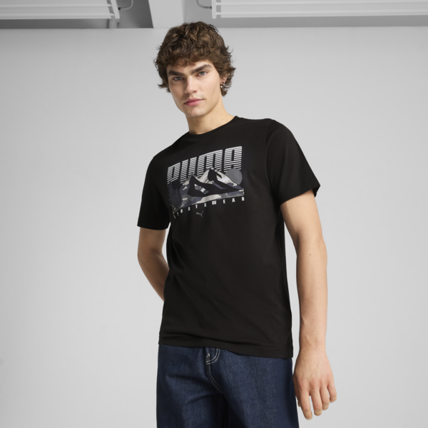 Remera Graphics Mountain para hombre, PUMA Black, large-ARG