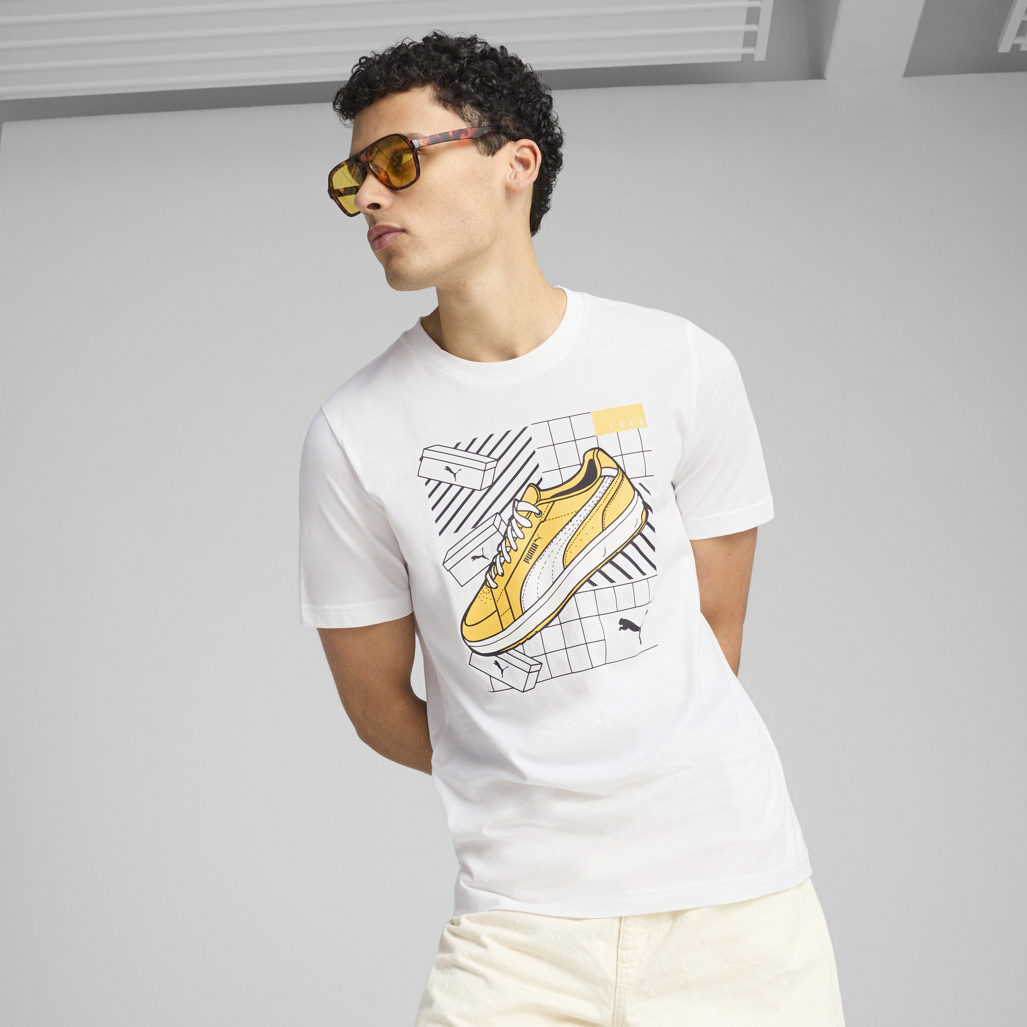 Puma Graphics Sneaker T-Shirt für Herren Schuhe | Mit Plain | White | Größe: 48-50