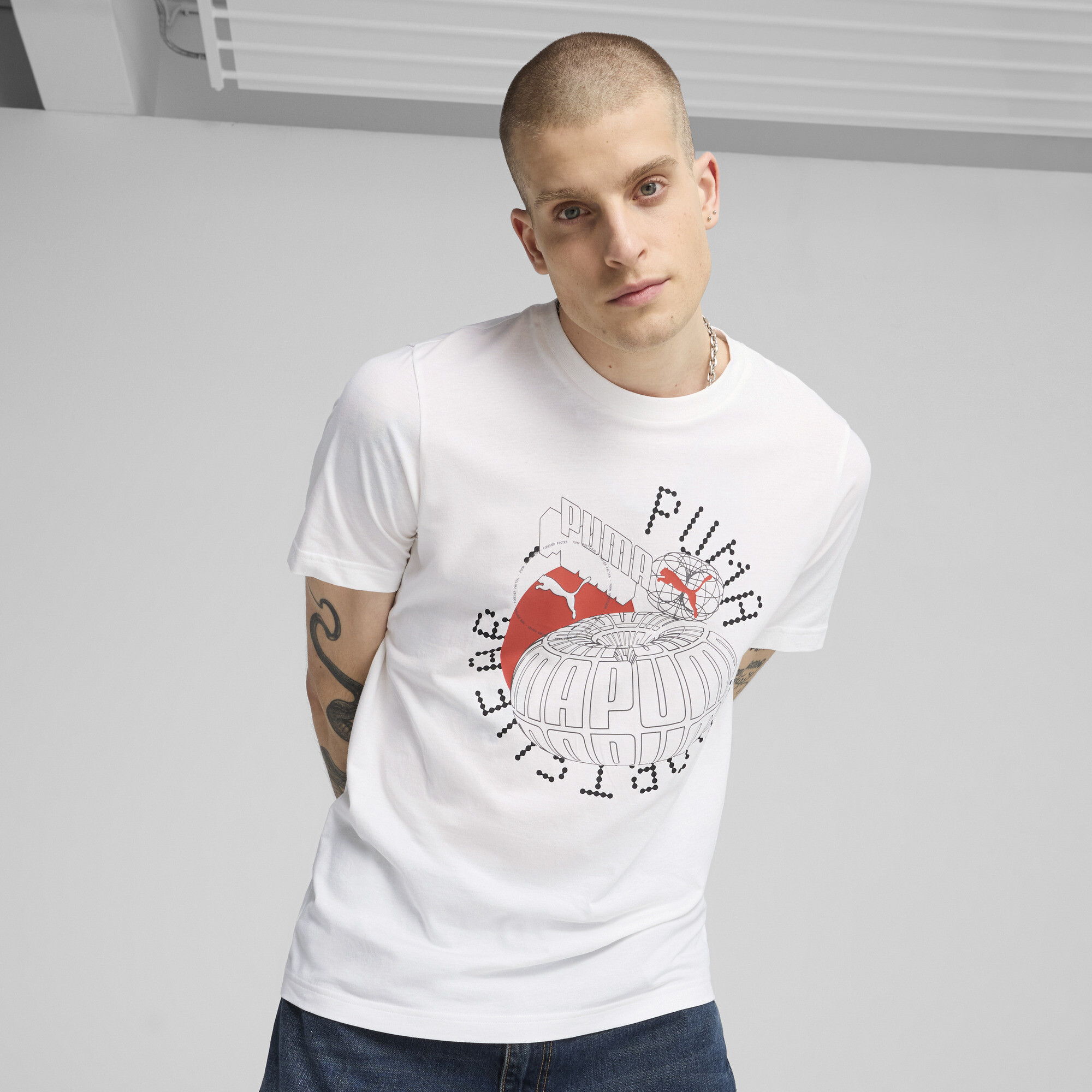 Puma Graphics Execution T-Shirt Herren | Mit Plain | White | Größe: L