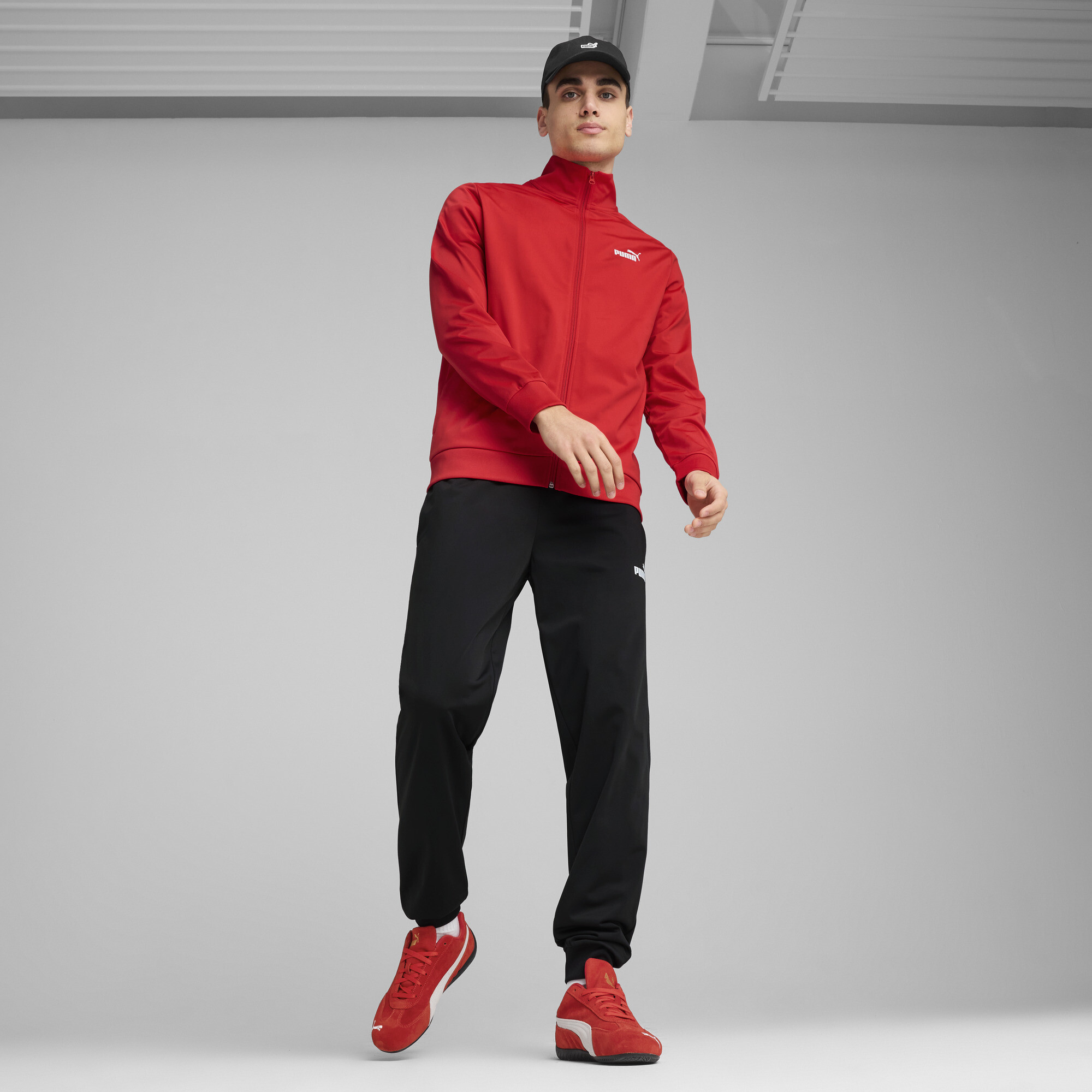 Puma Essentials Poly Anzug Herren | Mit Plain | Red | Größe: XS