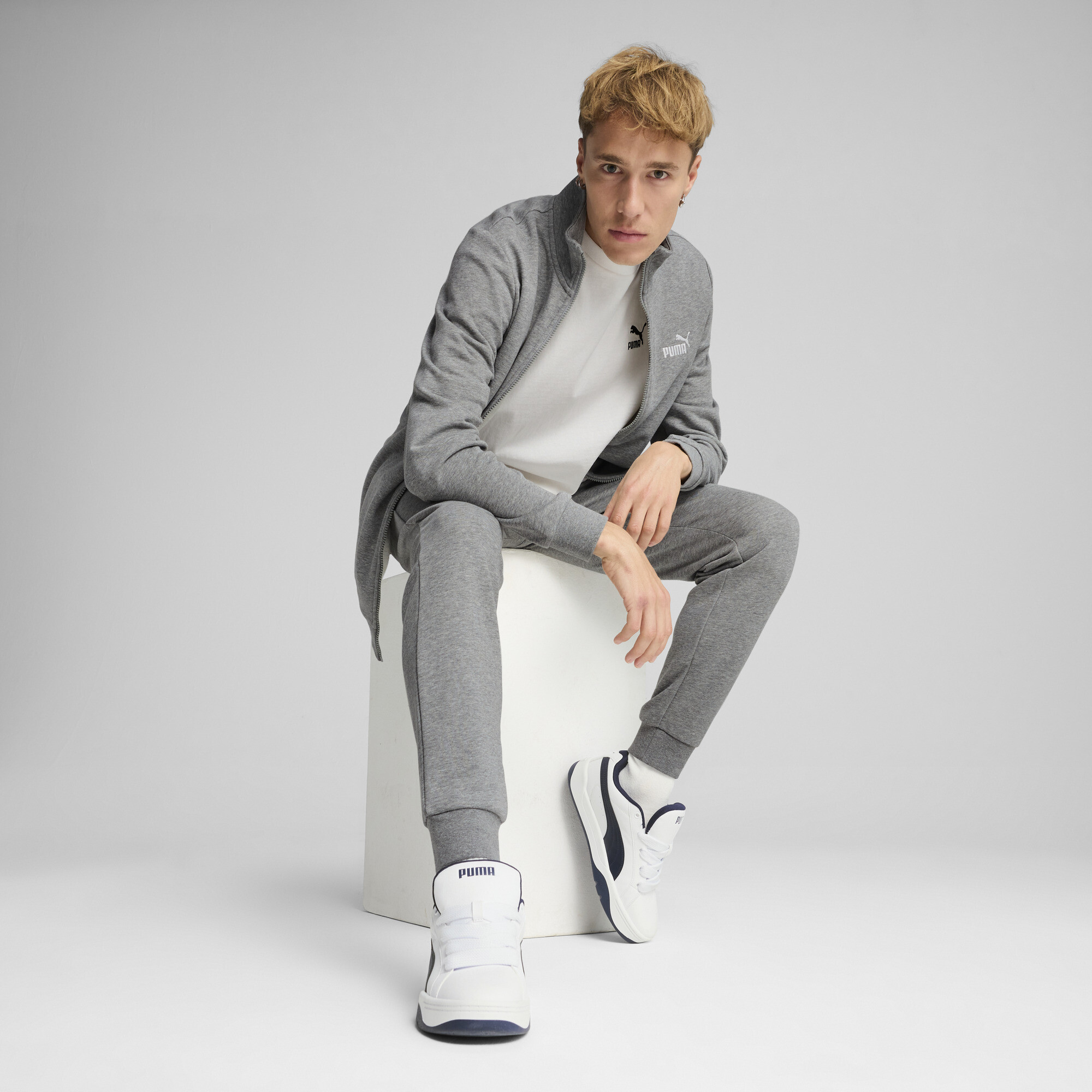 Puma Essentials Jogginganzug Herren | Mit Plain | Medium Gray Heather | Größe: XXL