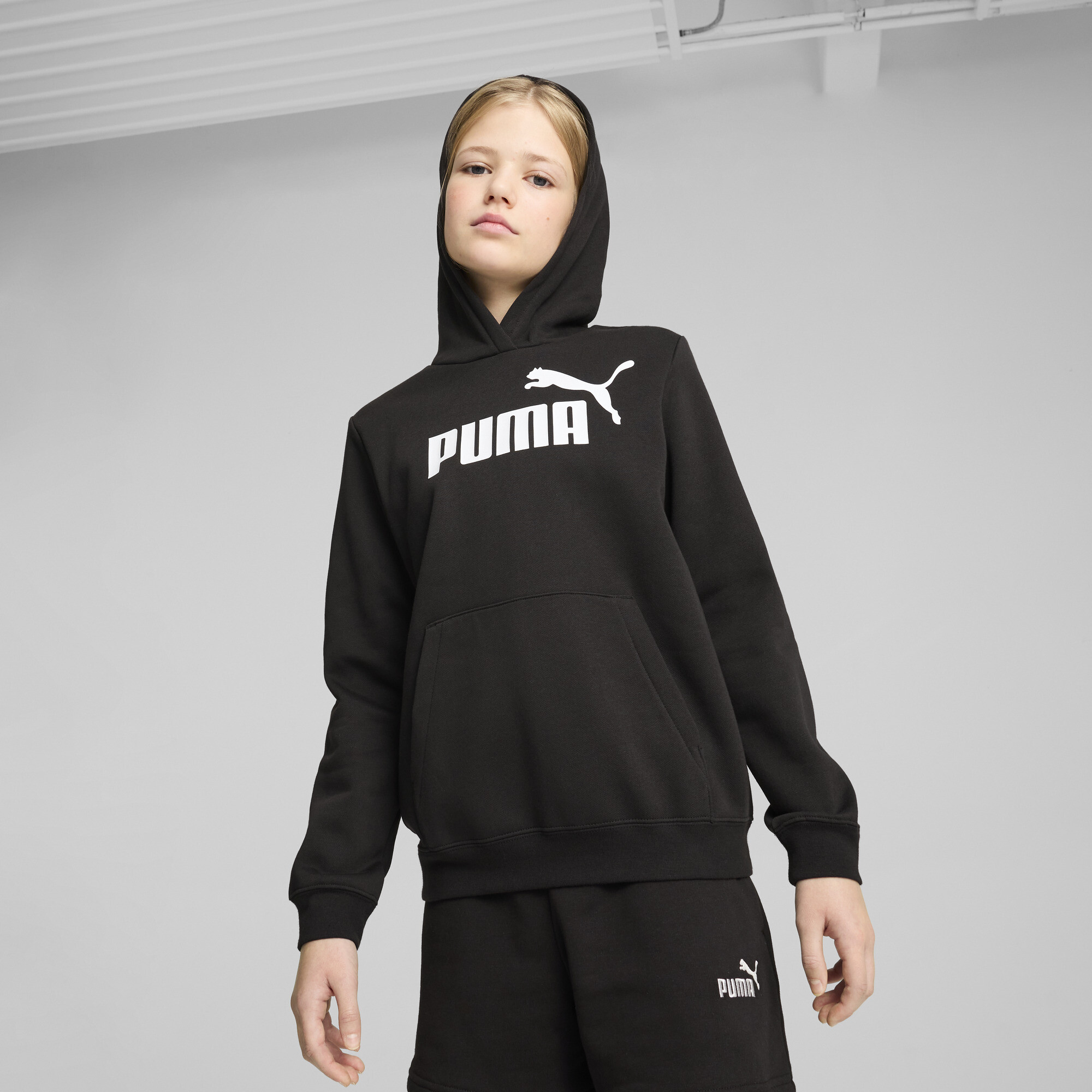 PUMA Essentials Big Kids' Fleece Hoodie in Black, Size M