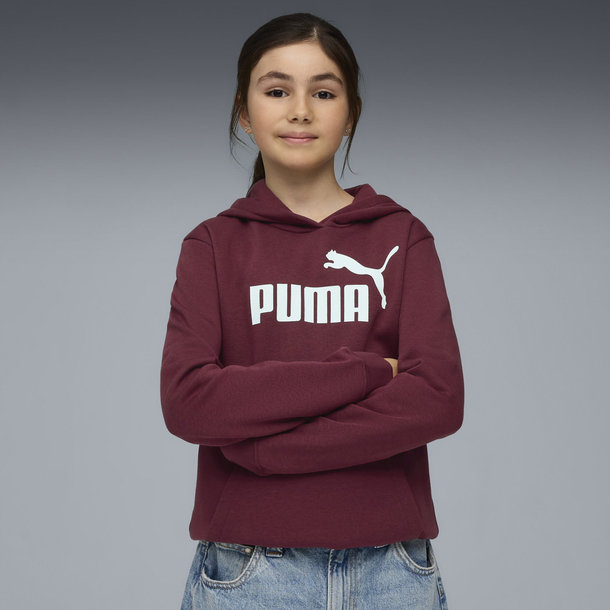 PUMA Essentials Big Kids' Fleece Hoodie in Red, Size M
