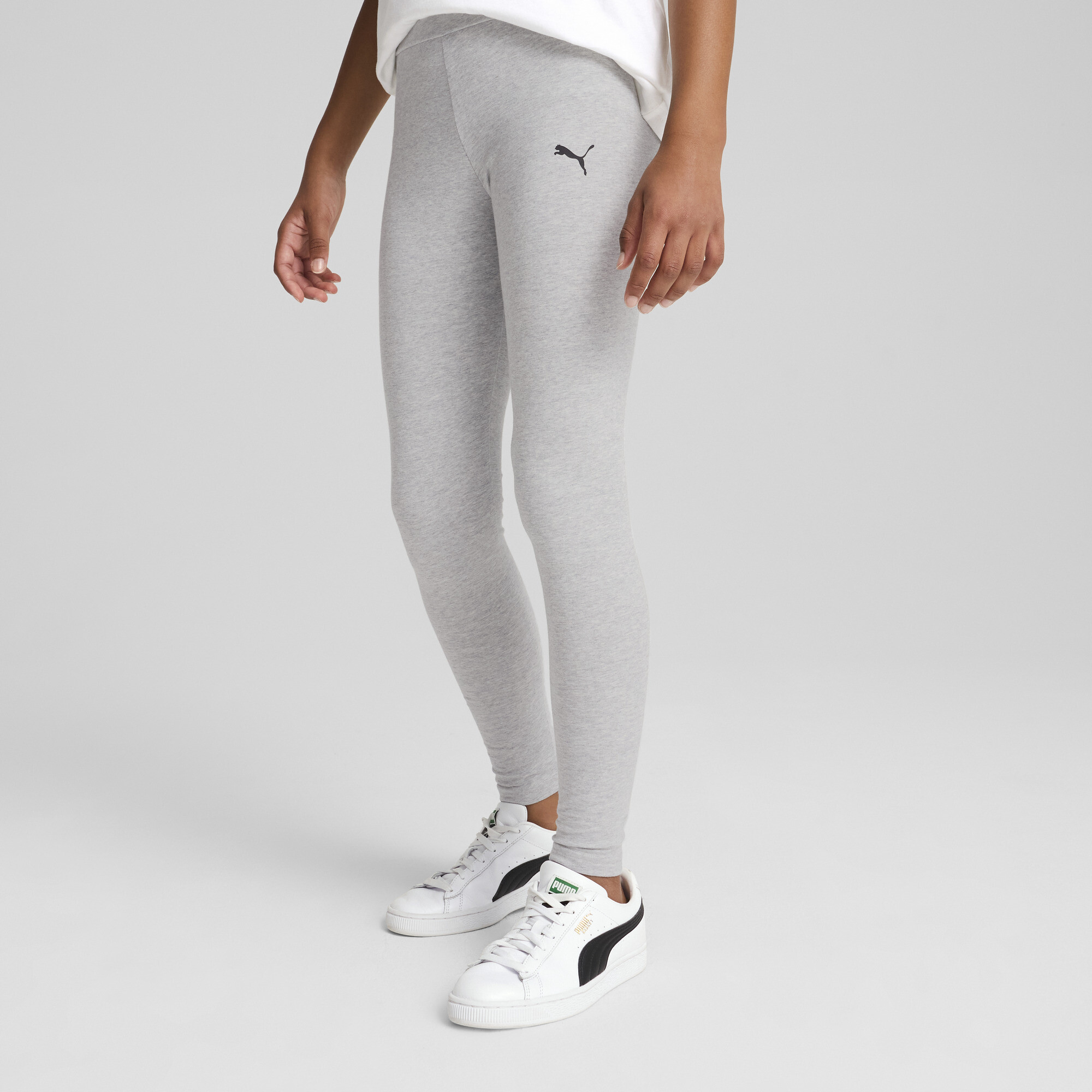 Puma ESS Leggings Teenager Für Damen Für Kinder | Mit Plain | Light Gray Heather | Größe: 9-10Y