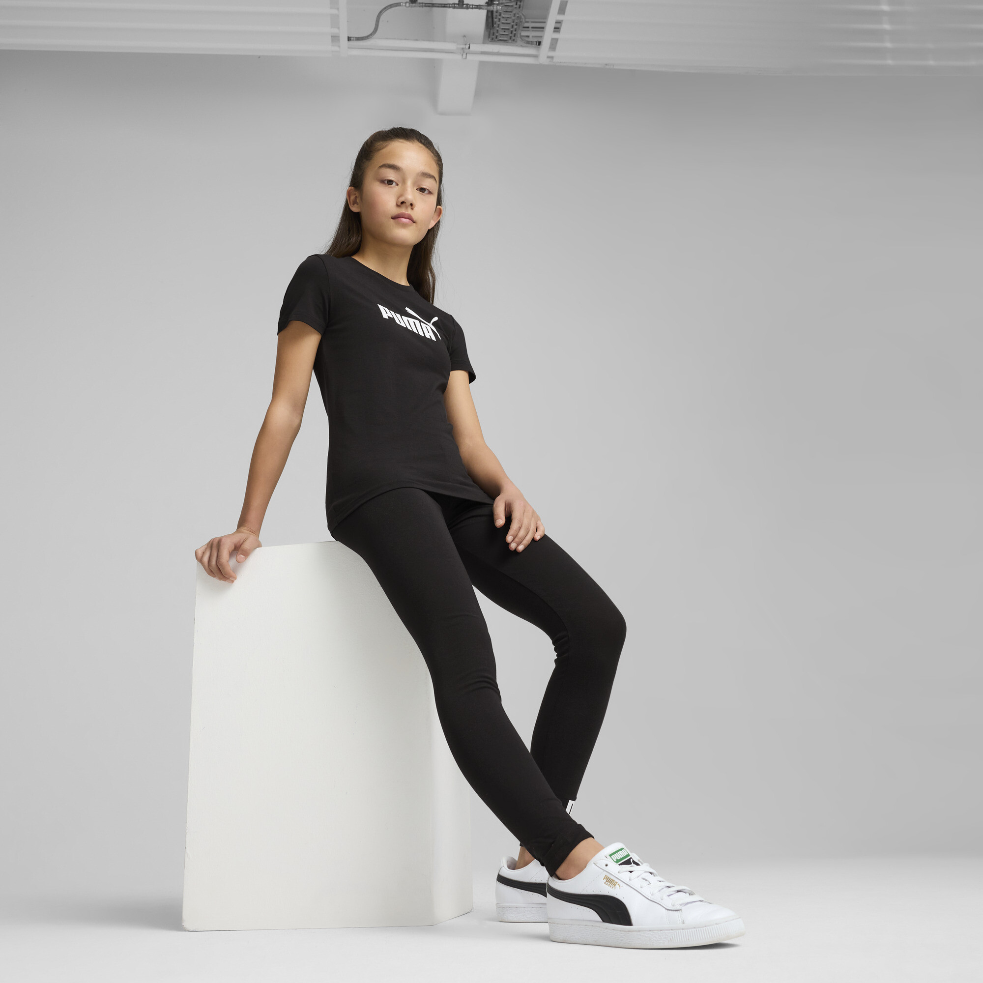 PUMA ESS No. 1-logo legging voor Dames, Zwart, Maat 11-12Y thumbnail 4