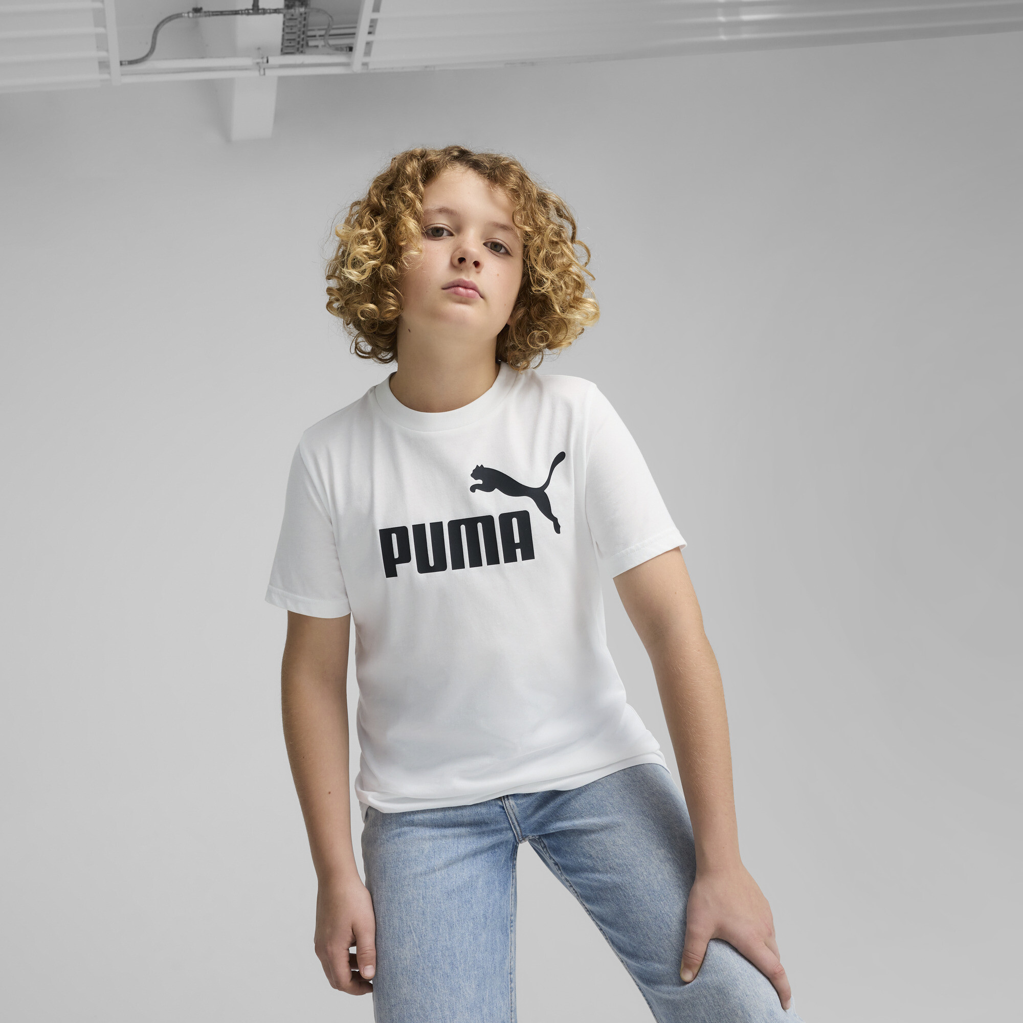 Puma ESS No. 1 Logo T-Shirt Teenager Für Herren Für Damen Für Kinder | Mit Plain | White | Größe: 7-8Y