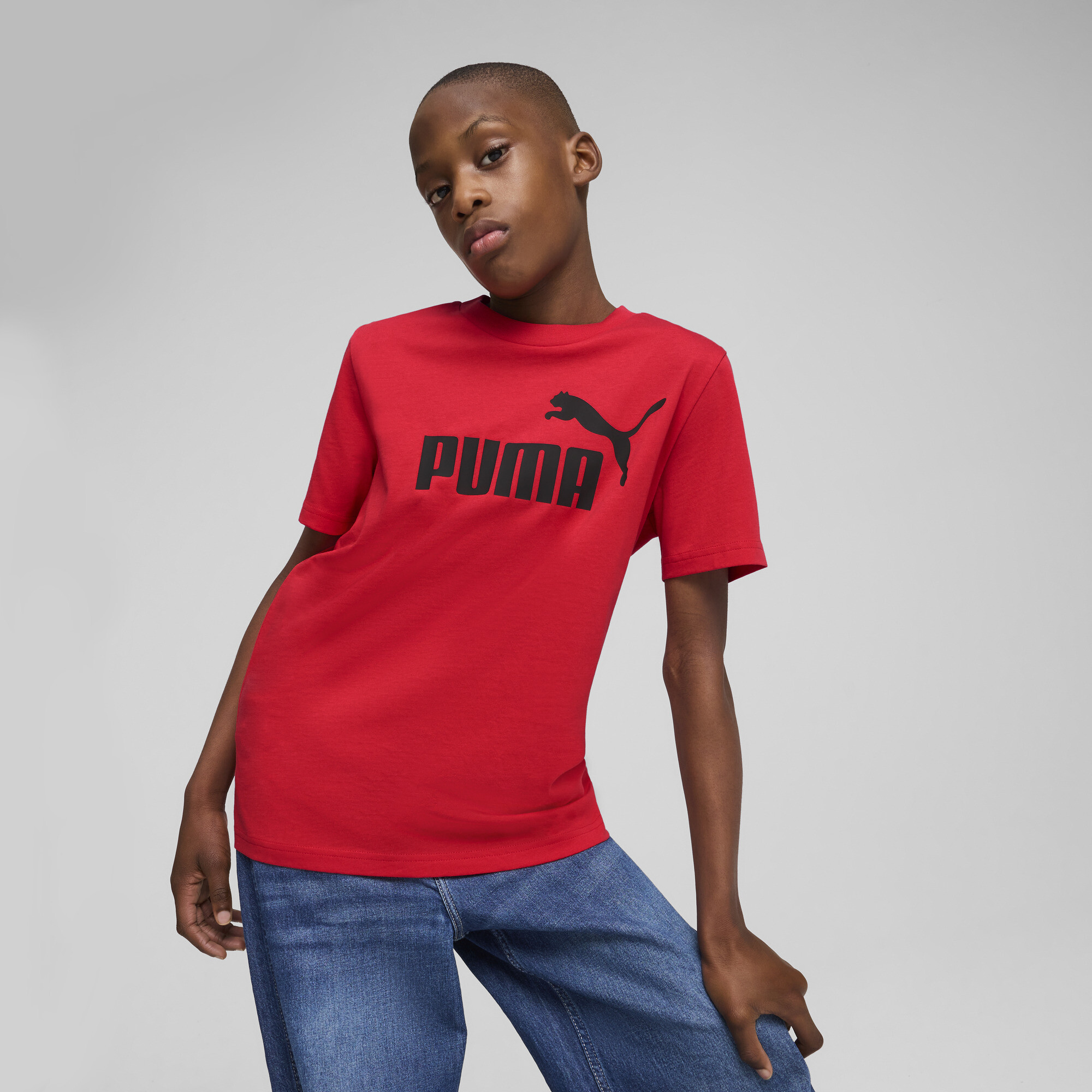 Puma ESS No. 1 Logo T-Shirt Teenager Für Herren Für Damen Für Kinder | Mit Plain | Red | Größe: 9-10Y