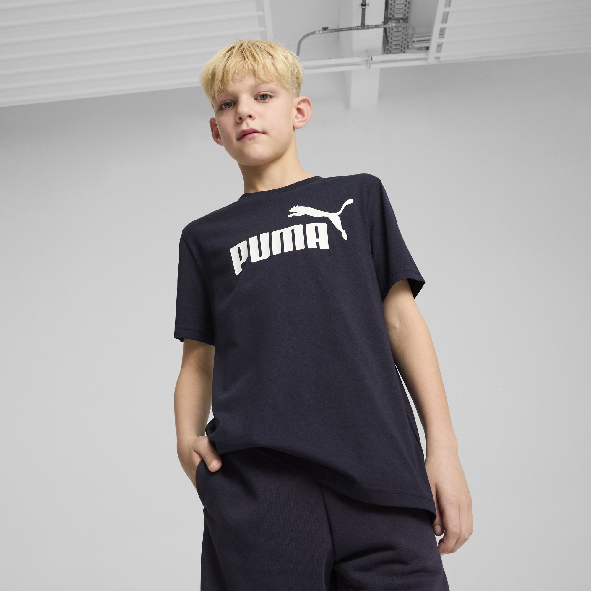 Puma ESS No. 1 Logo T-Shirt Teenager Für Herren Für Damen Für Kinder | Mit Plain | New Navy | Größe: 9-10Y