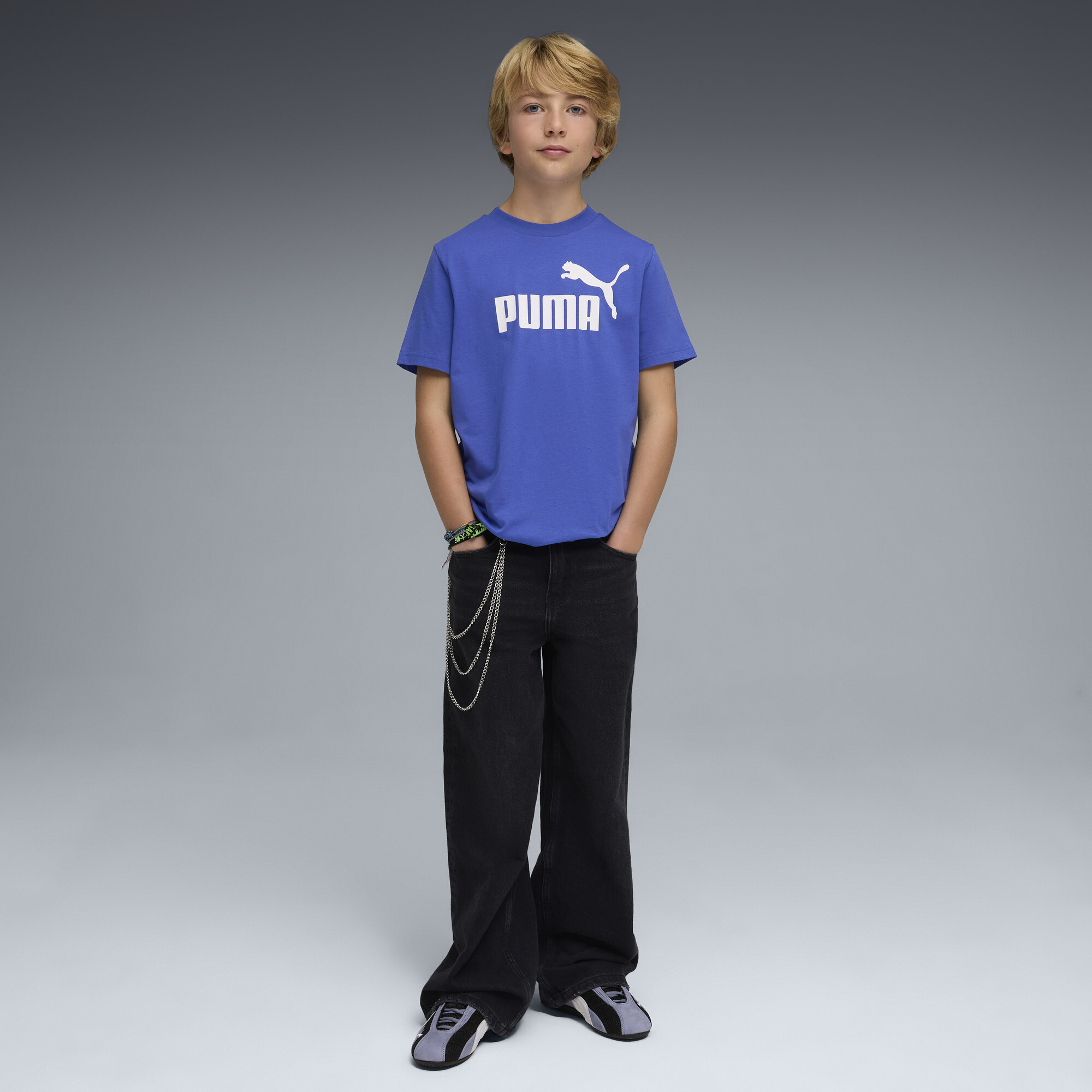 PUMA ESS No. 1-logo T-shirt voor Heren, Blauw, Maat 13-14Y thumbnail 2