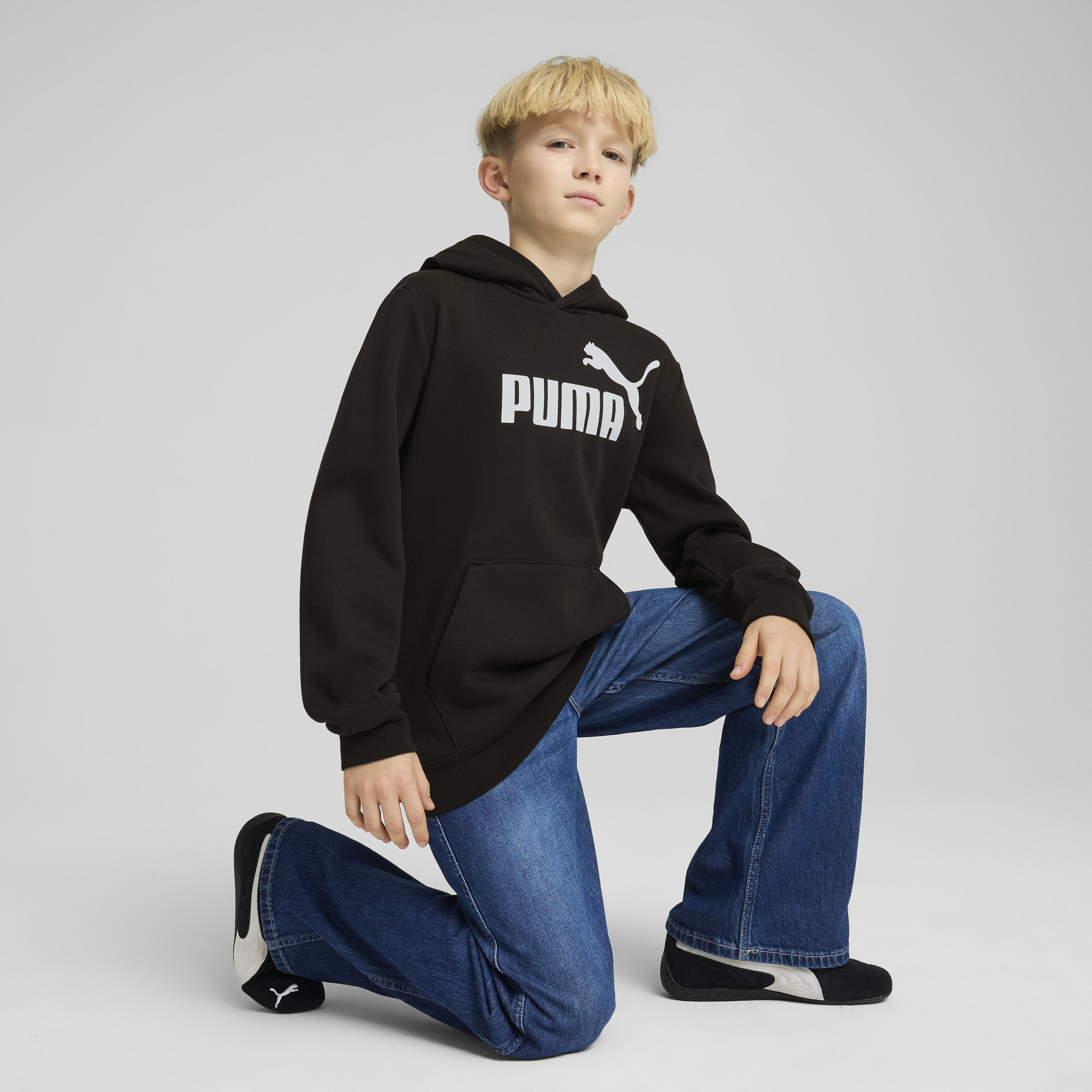 PUMA ESS No. 1-logo fleece hoodie voor Heren, Zwart, Maat 15-16Y thumbnail 4