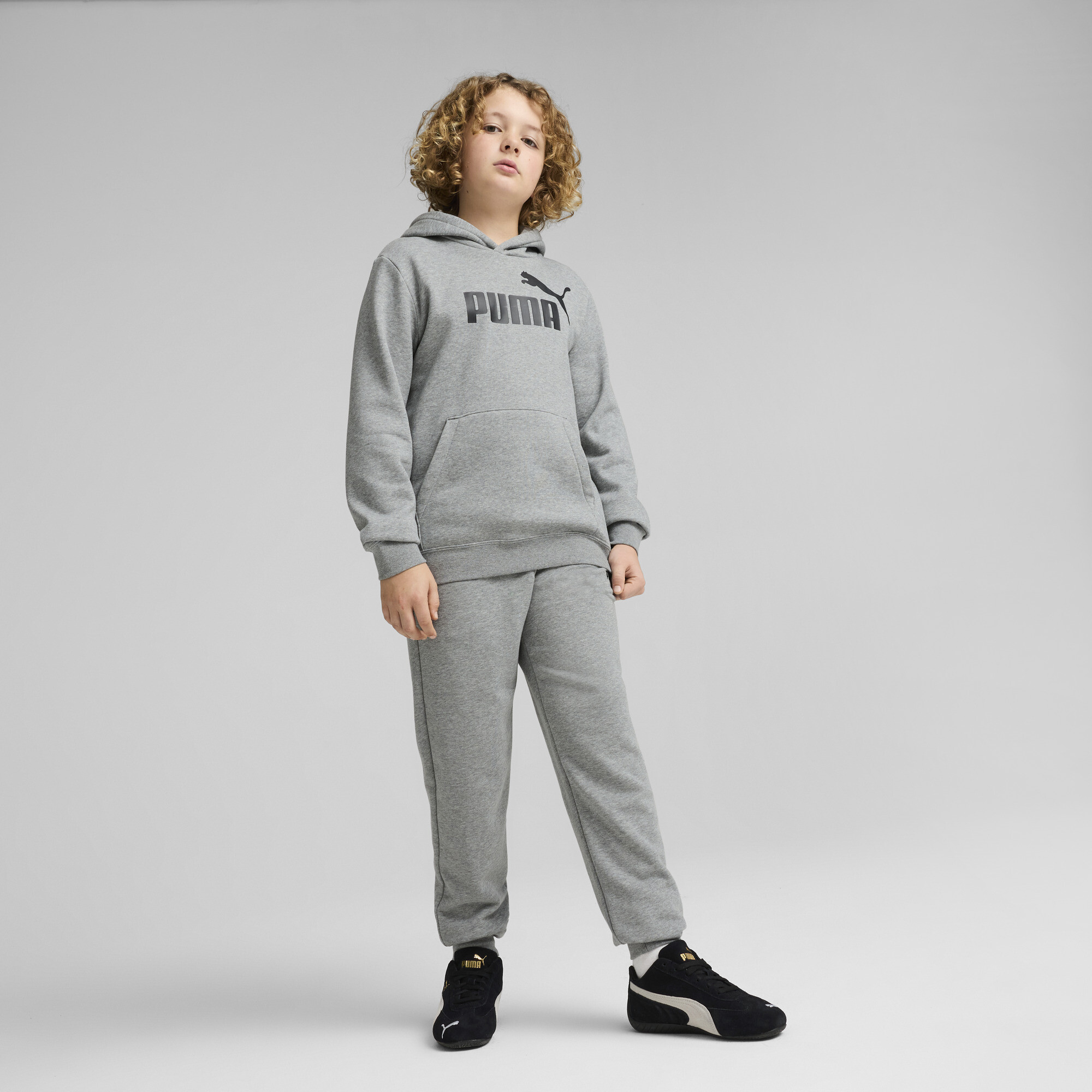 PUMA ESS No. 1-logo fleece hoodie voor Heren, Grijs, Maat 7-8Y thumbnail 4