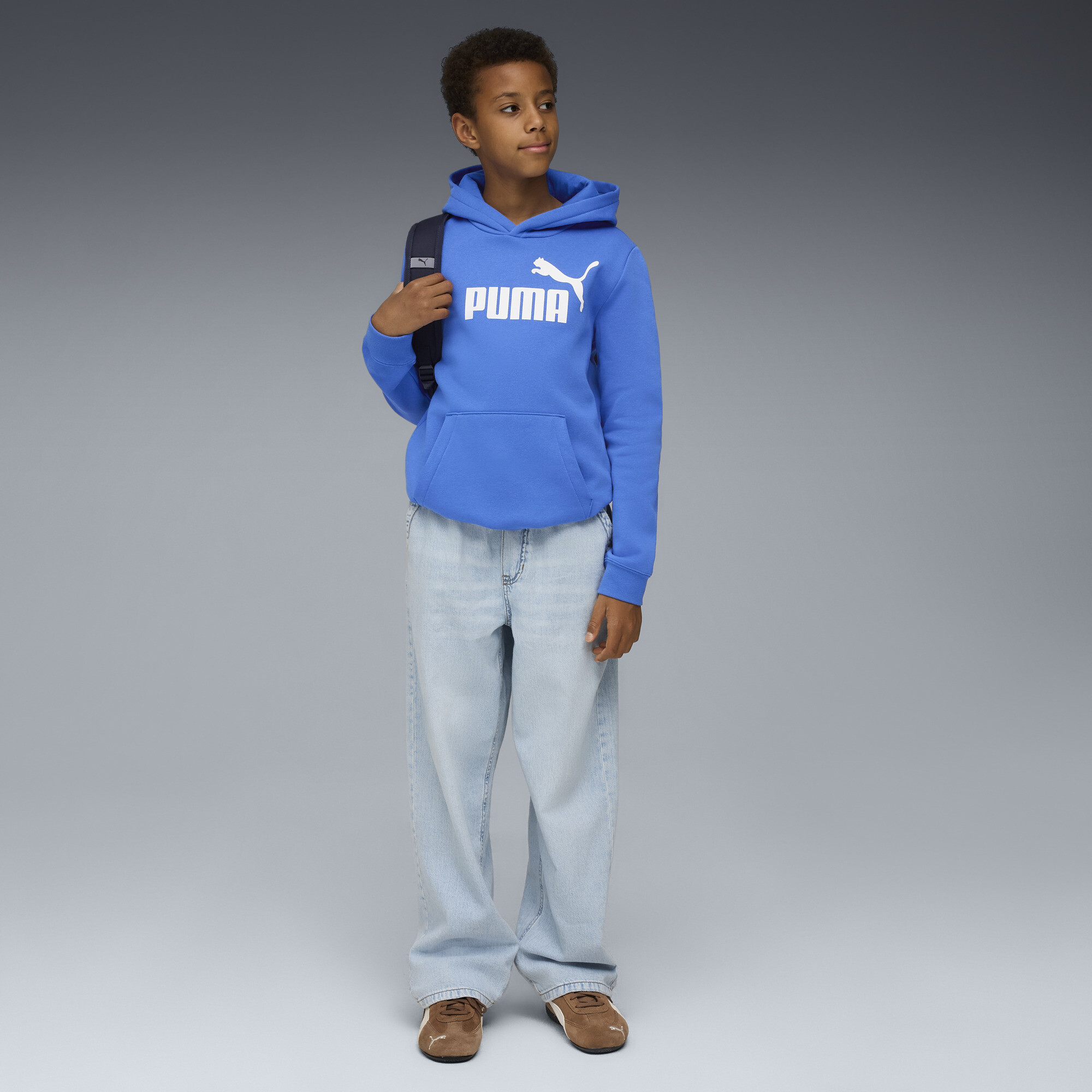 PUMA ESS No. 1-logo fleece hoodie voor Heren, Blauw, Maat 13-14Y thumbnail 4