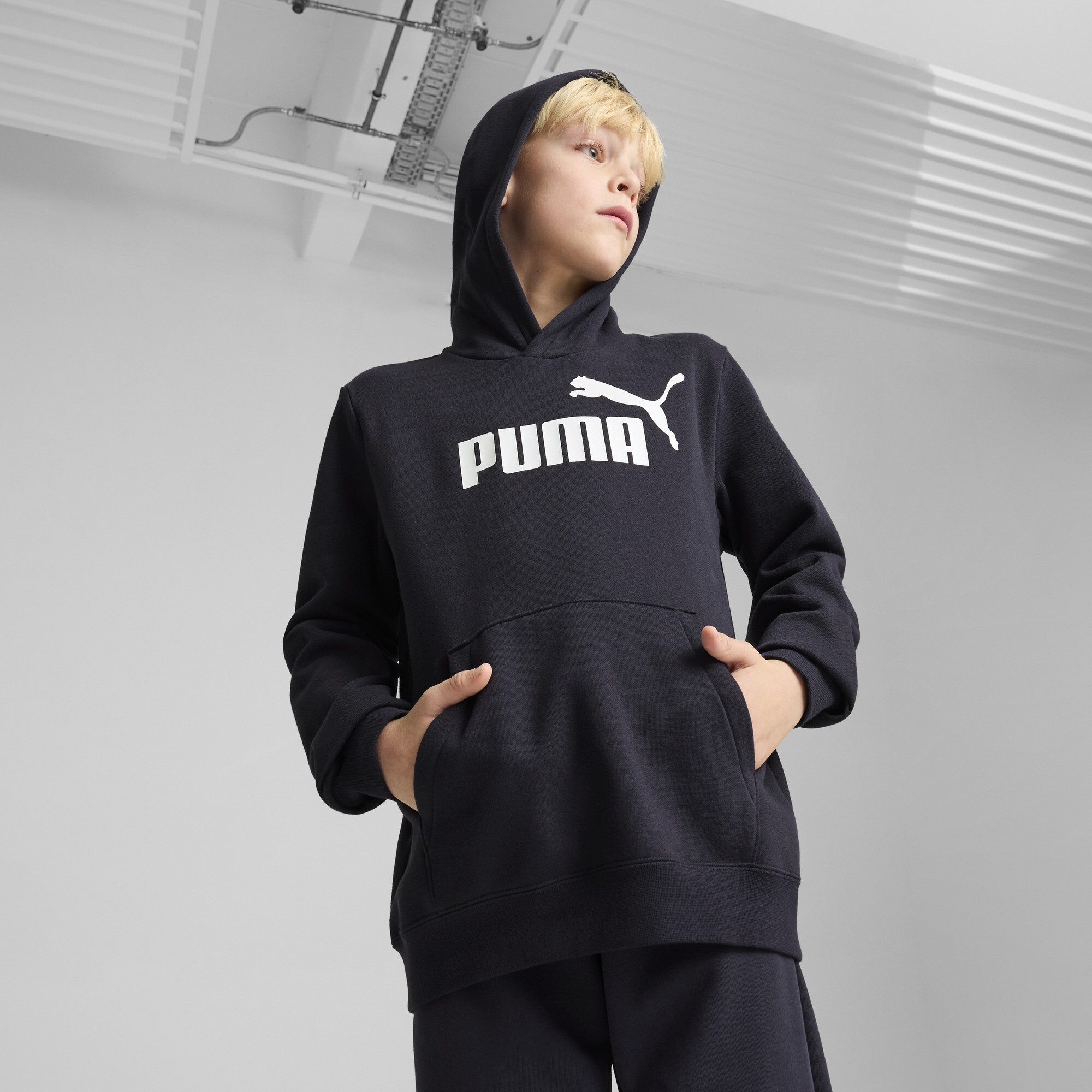 PUMA Essentials Big Kids' Fleece Hoodie in Blue, Size M