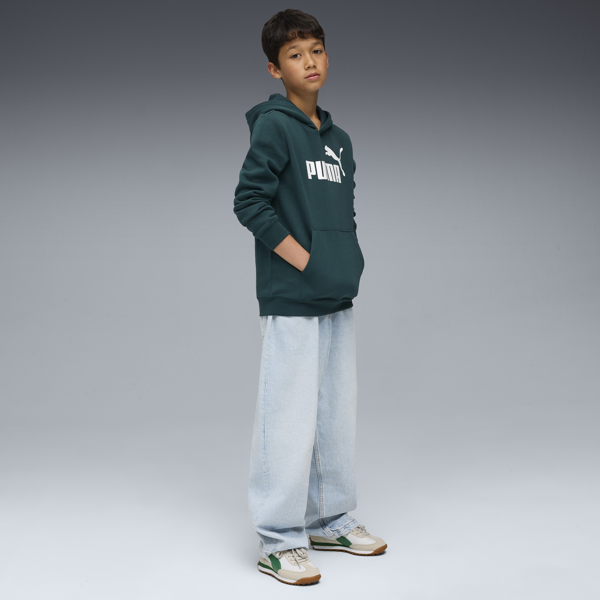 PUMA ESS No. 1-logo fleece hoodie voor Heren, Groen, Maat 15-16Y thumbnail 4