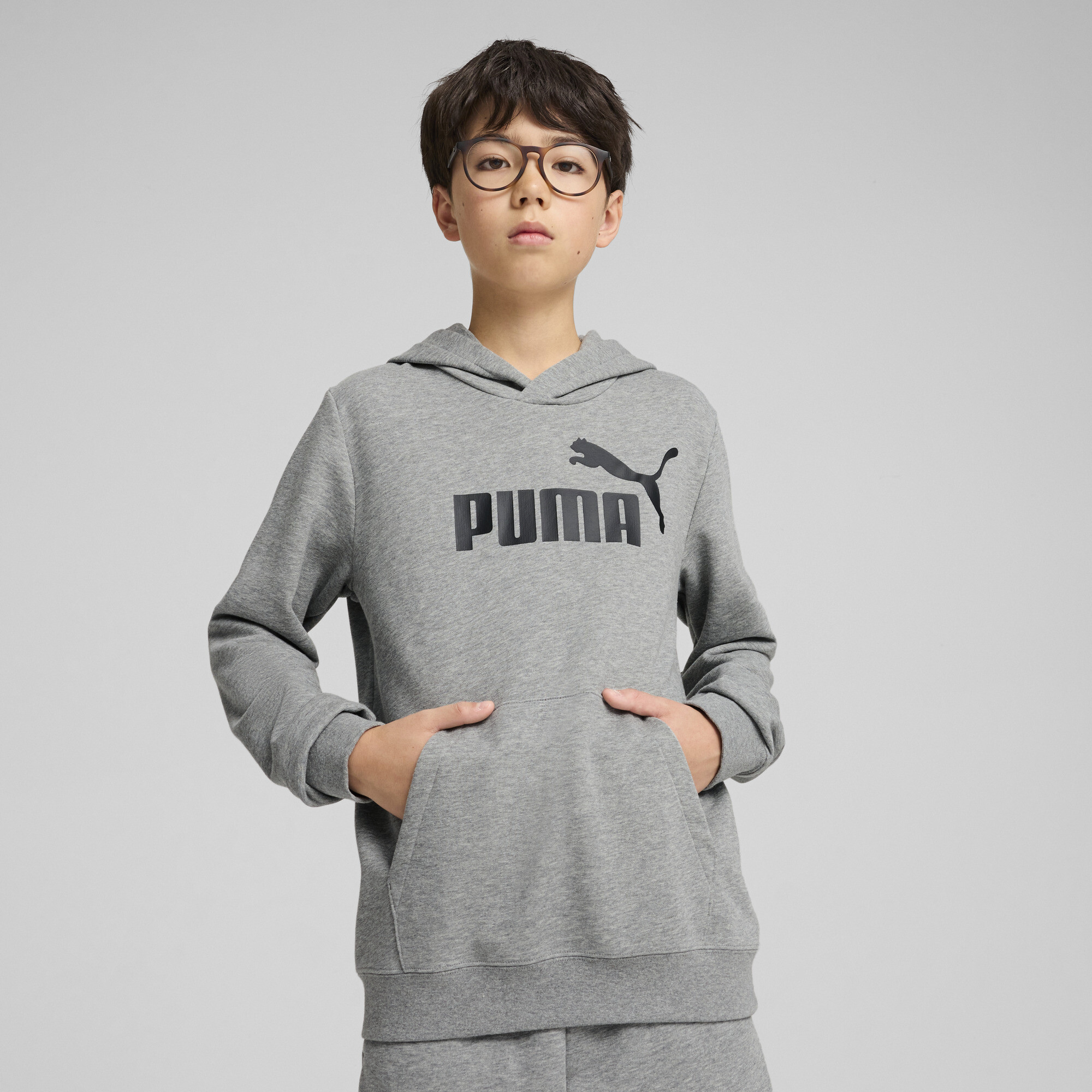 Puma ESS No. 1 Logo Hoodie Teenager Für Herren Für Damen Für Kinder | Mit Logo Print | Medium Gray Heather | Größe: 11-1...