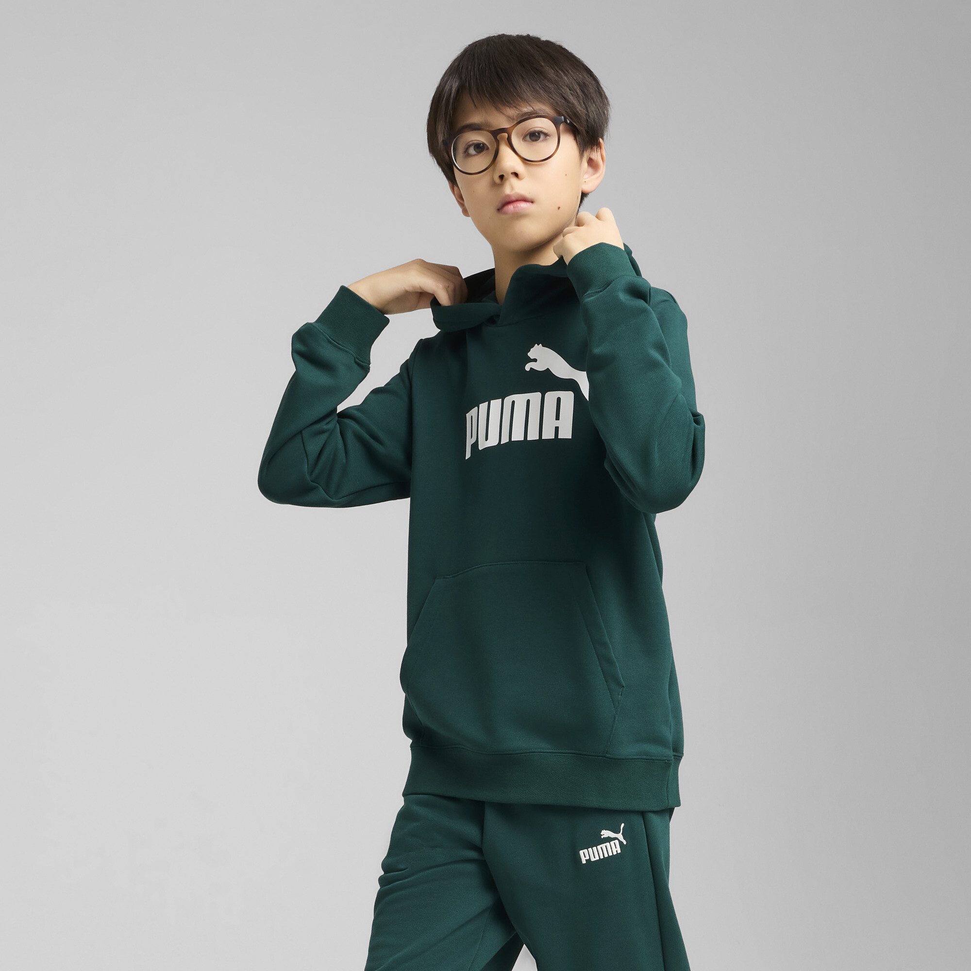 Puma ESS No. 1 Logo Hoodie Teenager Für Herren Für Damen Für Kinder | Mit Logo Print | Dark Myrtle | Größe: 11-12Y