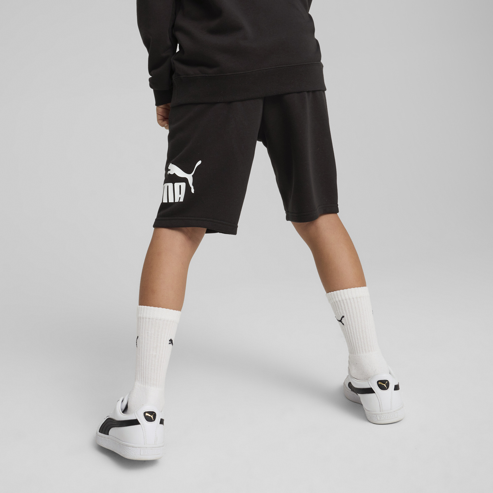 PUMA ESS No. 1-logo short voor Heren, Zwart, Maat 9-10Y thumbnail 3