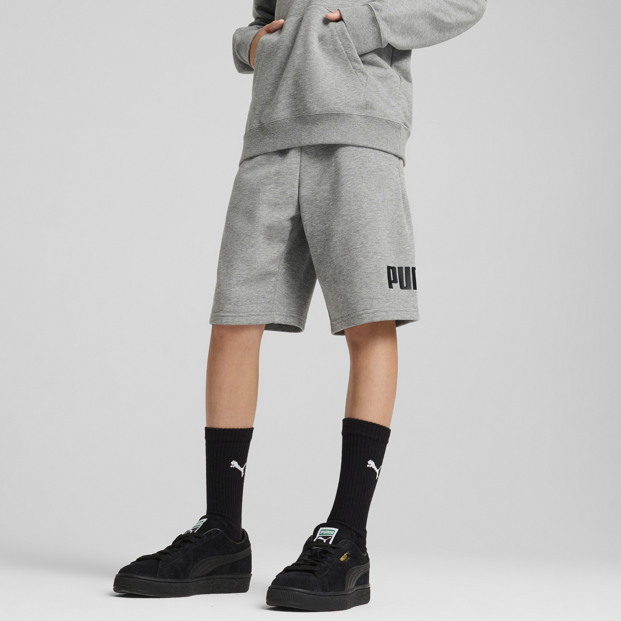 PUMA ESS No. 1-logo short voor Heren, Grijs, Maat 7-8Y thumbnail 4