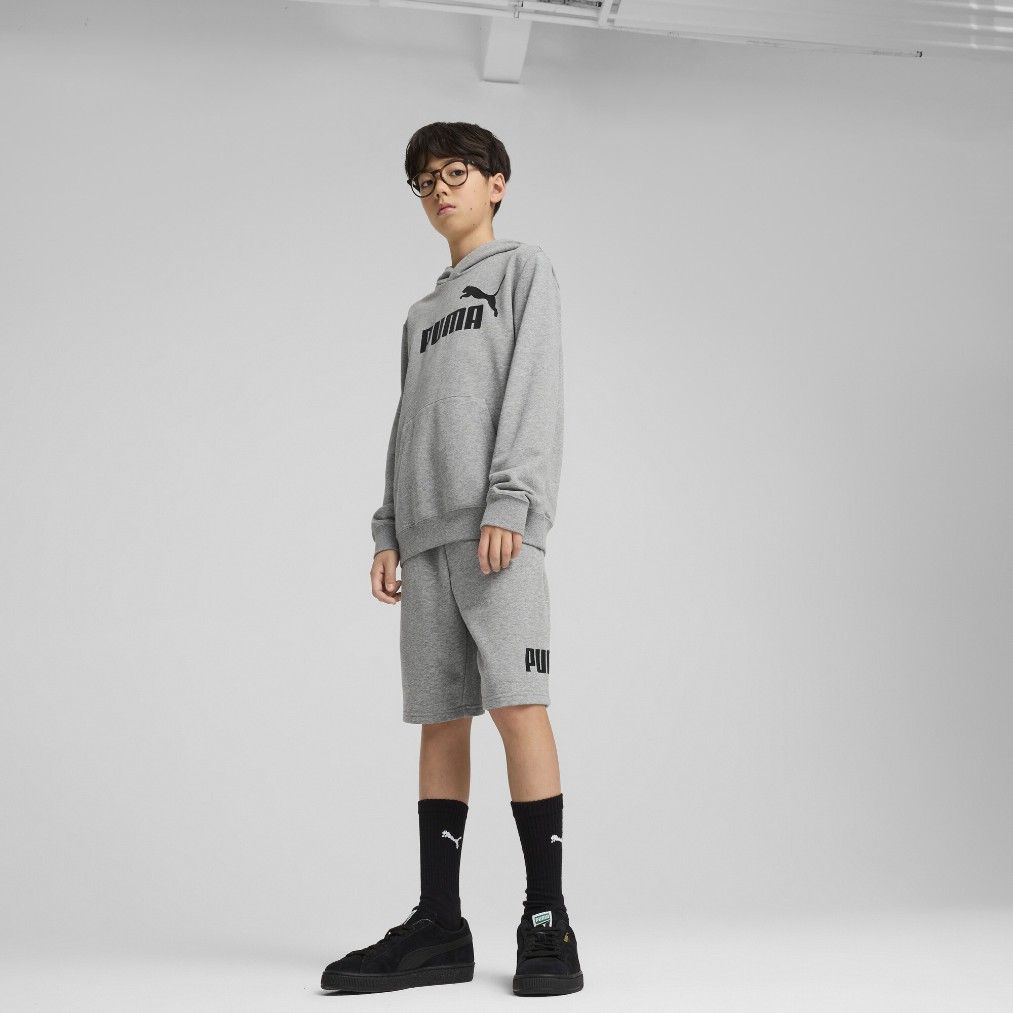 PUMA ESS No. 1-logo short voor Heren, Grijs, Maat 7-8Y thumbnail 2