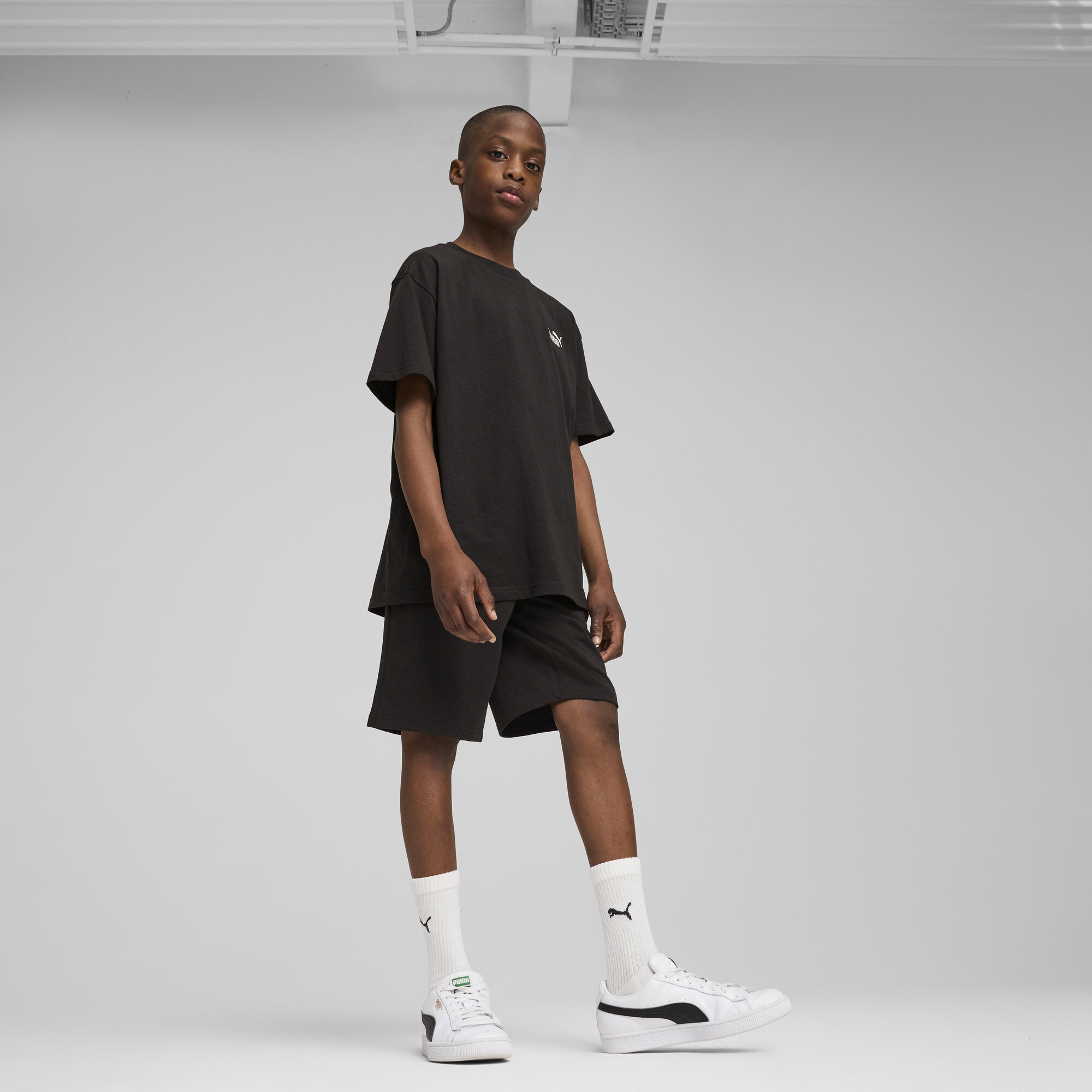 PUMA ESS No. 1-logo jersey short voor Heren, Zwart, Maat 9-10Y thumbnail 4