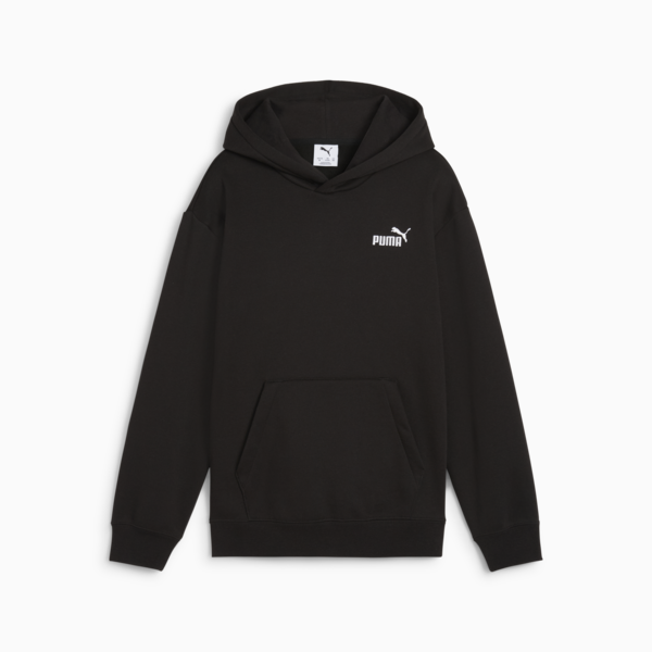 ESS Small No. 1 Logo Relaxed Fleece Hoodie Youth, PUMA Black, large-ZAF