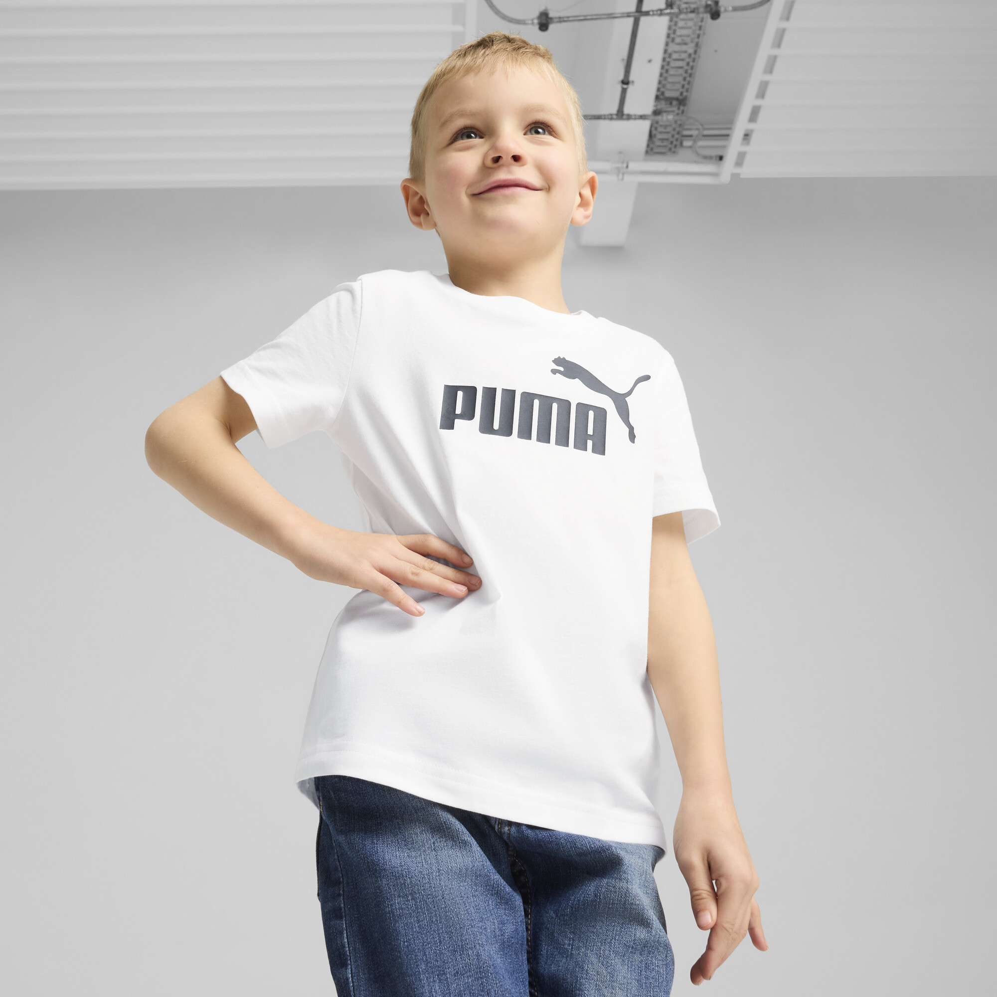 Puma ESS No. 1 Logo T-Shirt Kinder | Mit Plain | White | Größe: 5-6Y