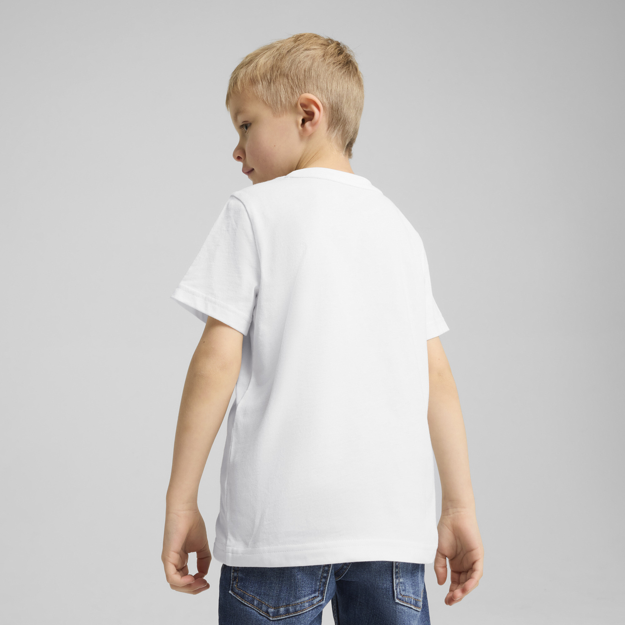 PUMA ESS No. 1-logo T-shirt voor Heren, Wit, Maat 6-7Y thumbnail 5