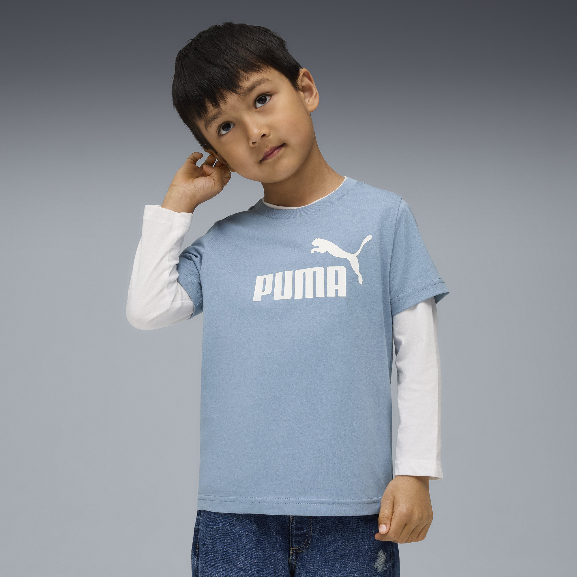 PUMA ESS No. 1-logo T-shirt voor Heren, Blauw, Maat 6-7Y thumbnail 4