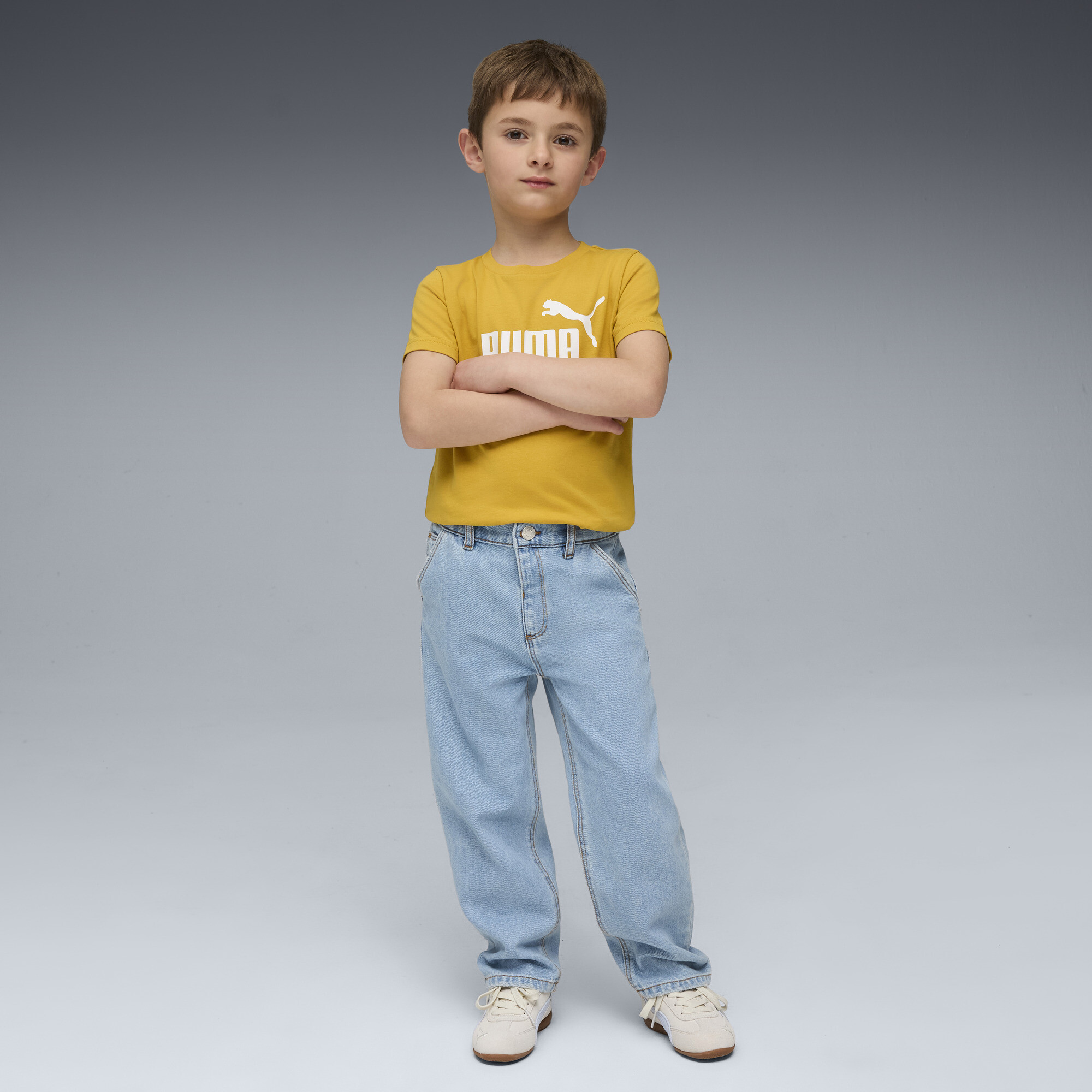 PUMA ESS No. 1-logo T-shirt voor Heren, Goud, Maat 2-3Y thumbnail 2