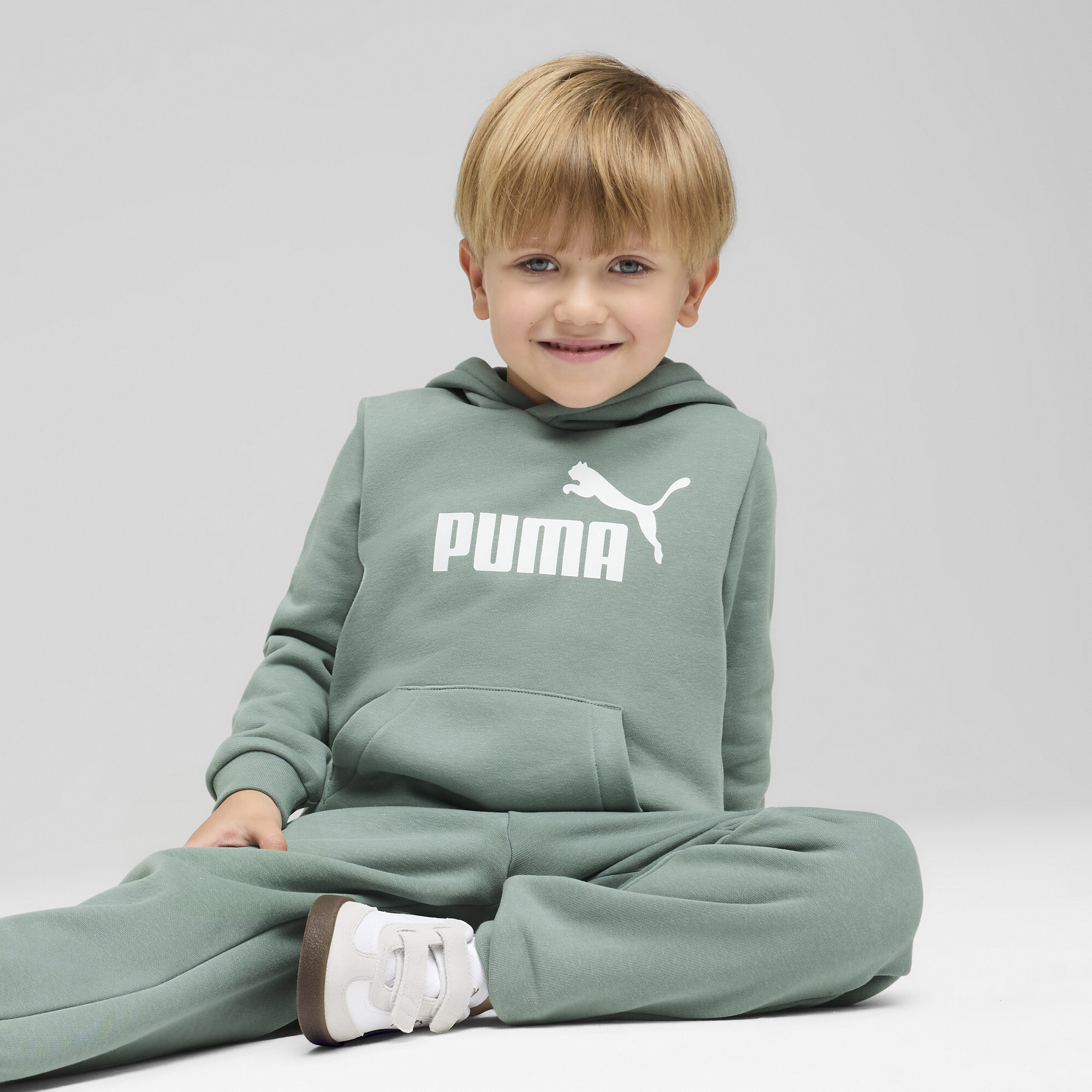 Puma ESS No. 1 Logo Fleece-Hoodie Kinder | Mit Logo Print | Green Moon | Größe: 2-3Y