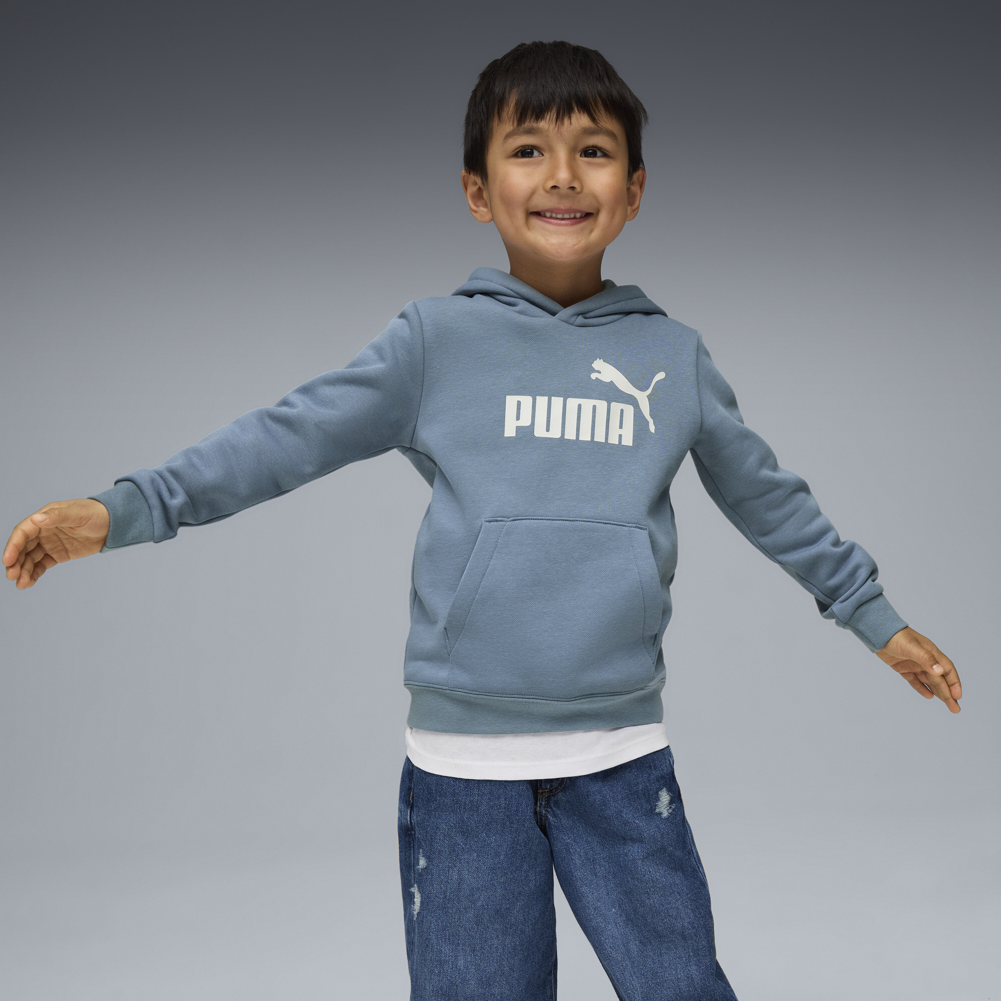 PUMA Essentials Little Kids' Fleece Hoodie in Blue, Size 7