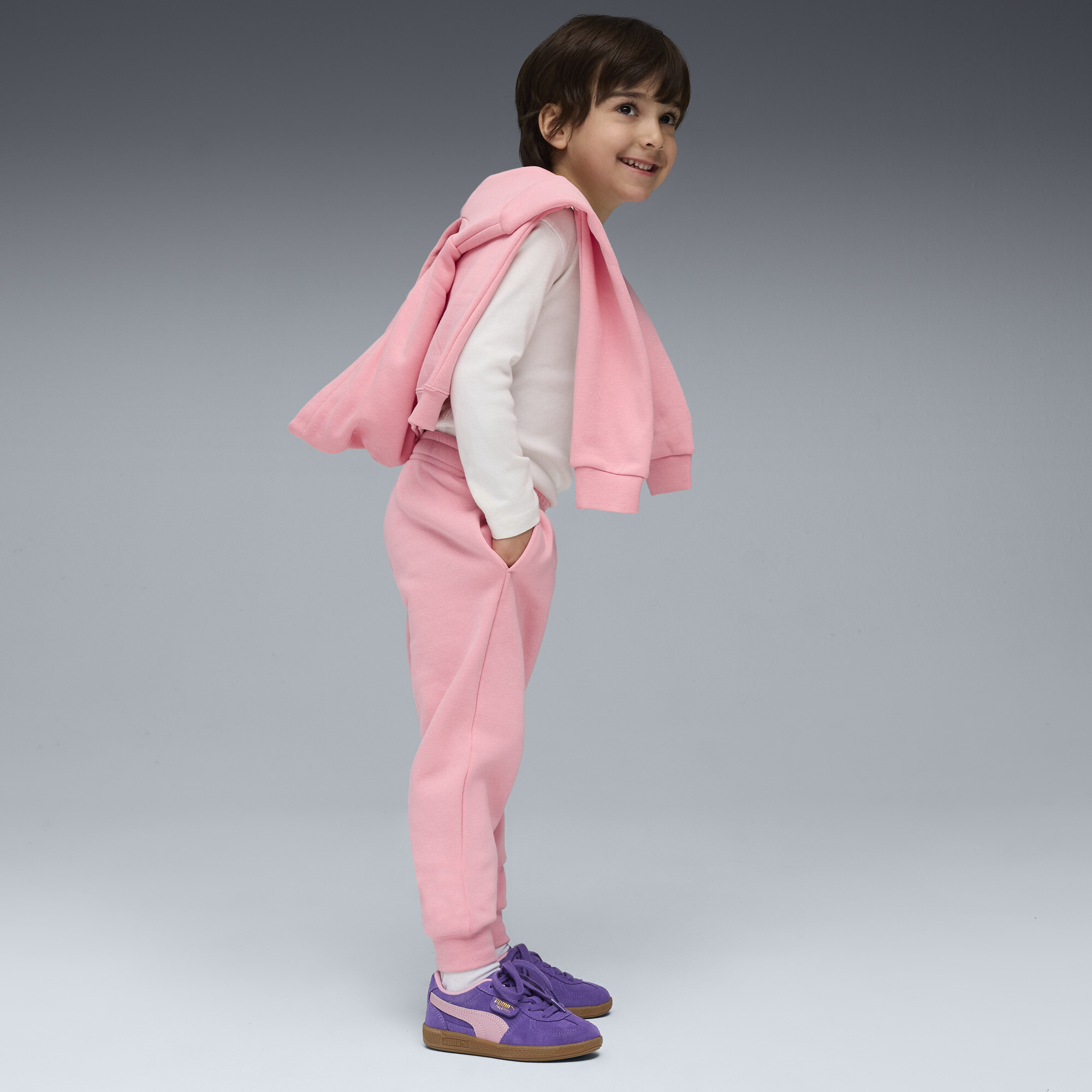 PUMA ESS No. 1-logo fleece sweatpant voor Heren, Roze, Maat 4-5Y thumbnail 2