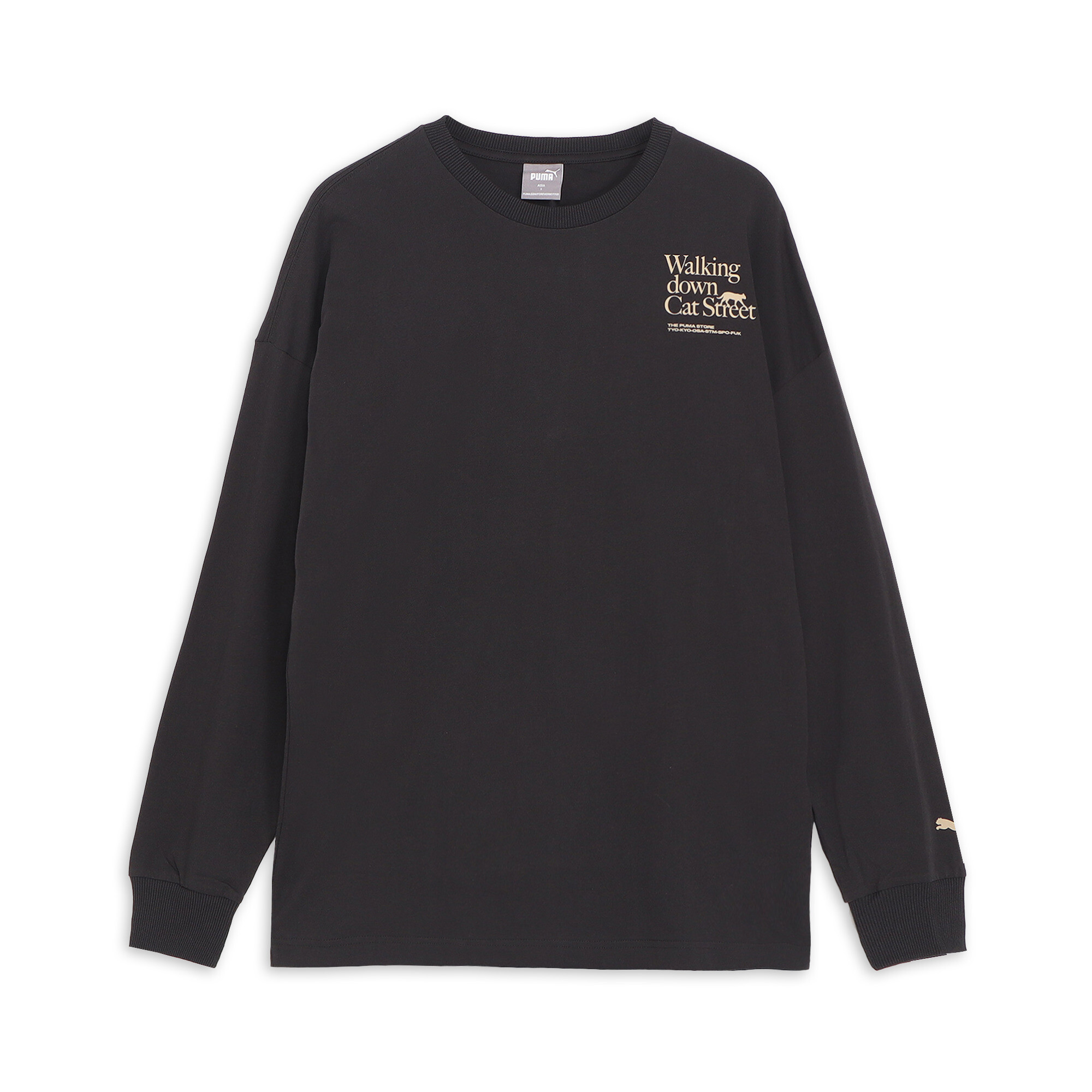 メンズ キャット ストリート フォト 長袖 Tシャツ