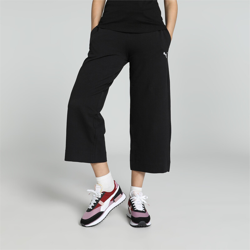 Women's PUMA Wide-Leg 7/8 Pants in Black size M