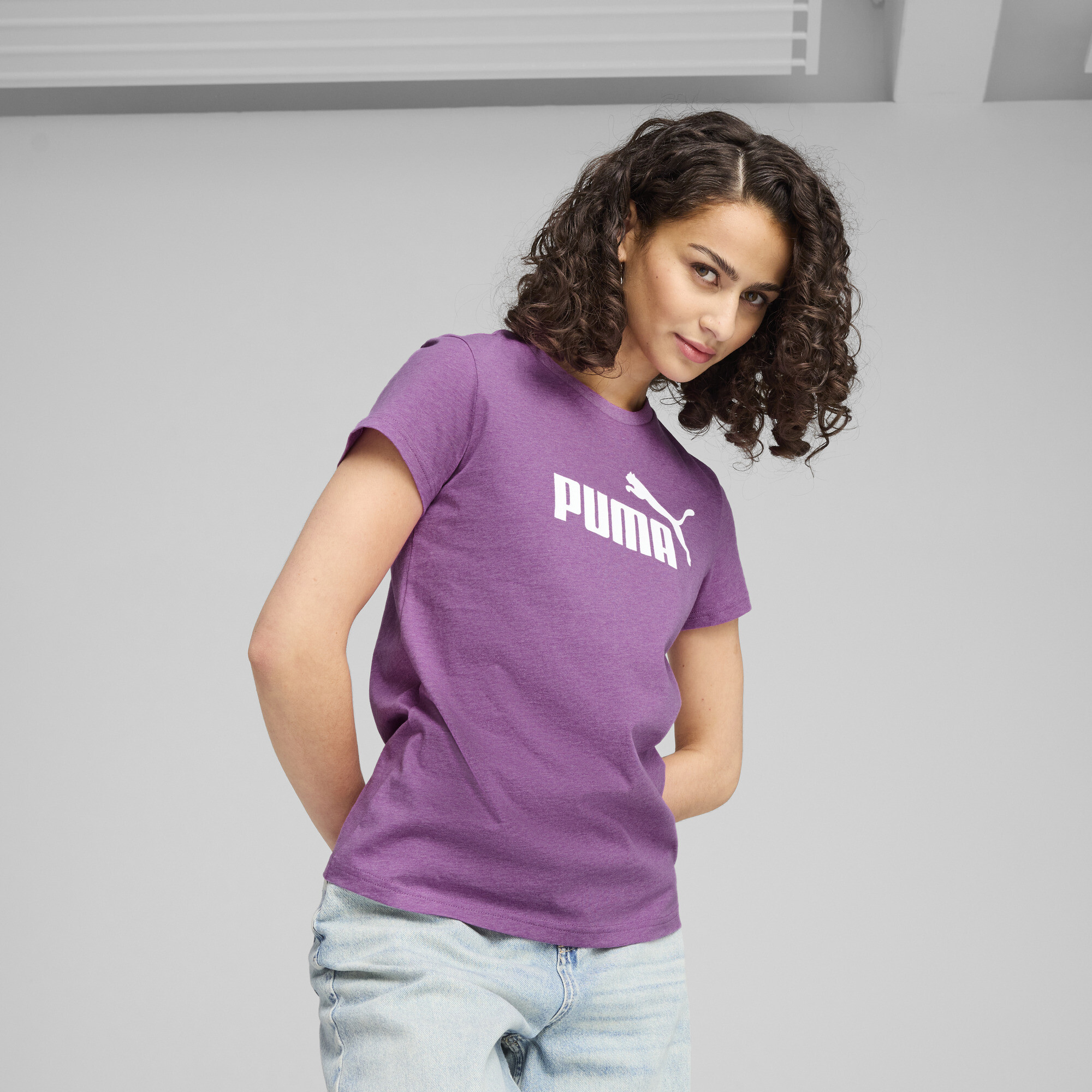 Puma ESS No. 1 Logo Heather T-Shirt Damen | Mit Logo Print | Wild Berry Heather | Größe: L