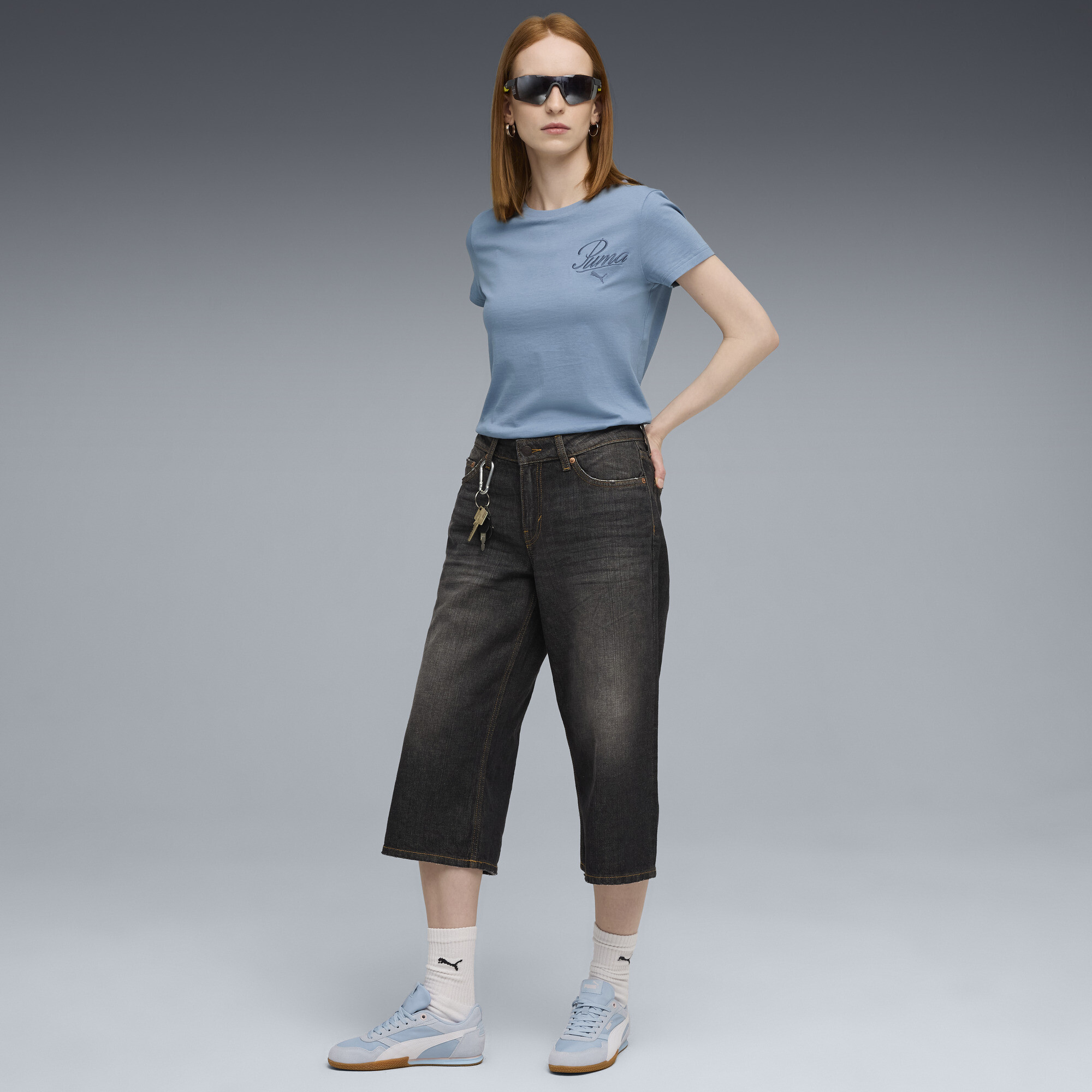 PUMA ESS SCRIPT T-shirt Dames, Blauw, Maat S thumbnail 4