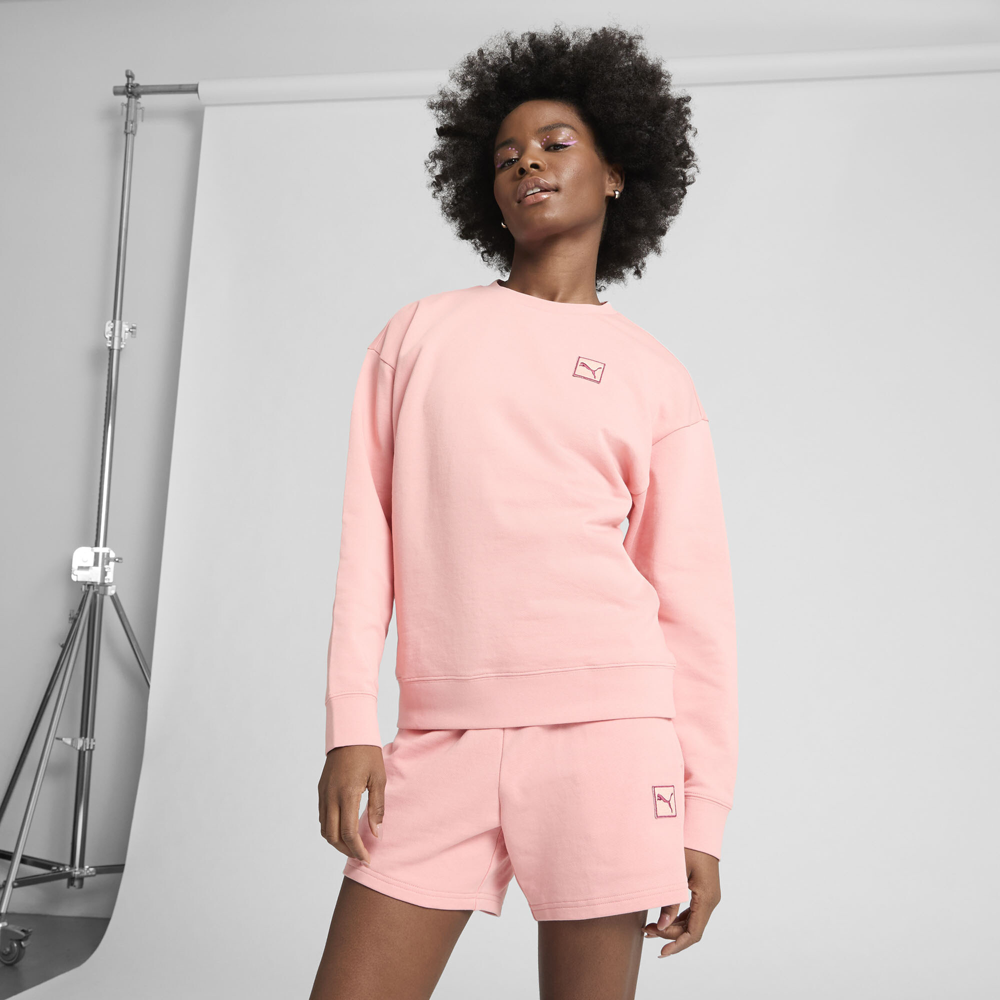 PUMA Elevated Essentials Women's Comfort Crew Sweatshirt in Pink, Size S