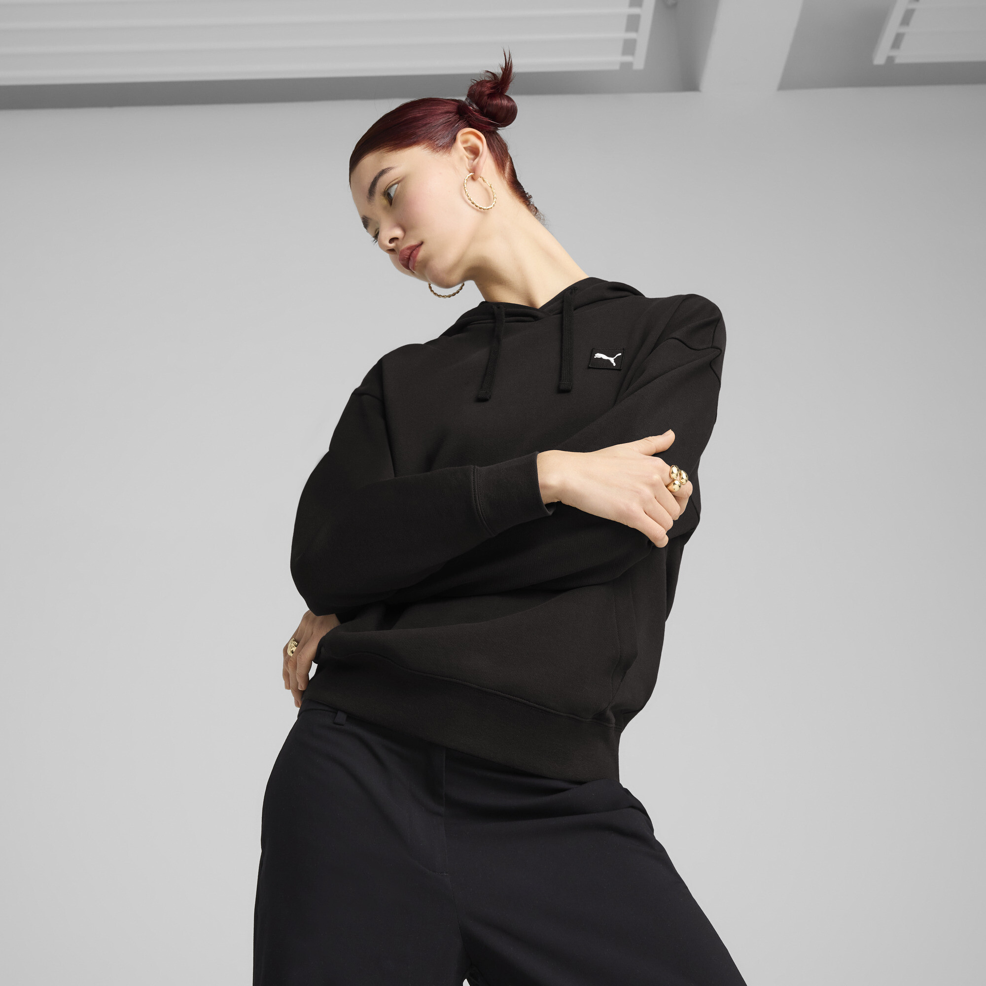 Puma ESS ELEVATED Bequemer Hoodie Damen | Mit Plain | Black | Größe: S