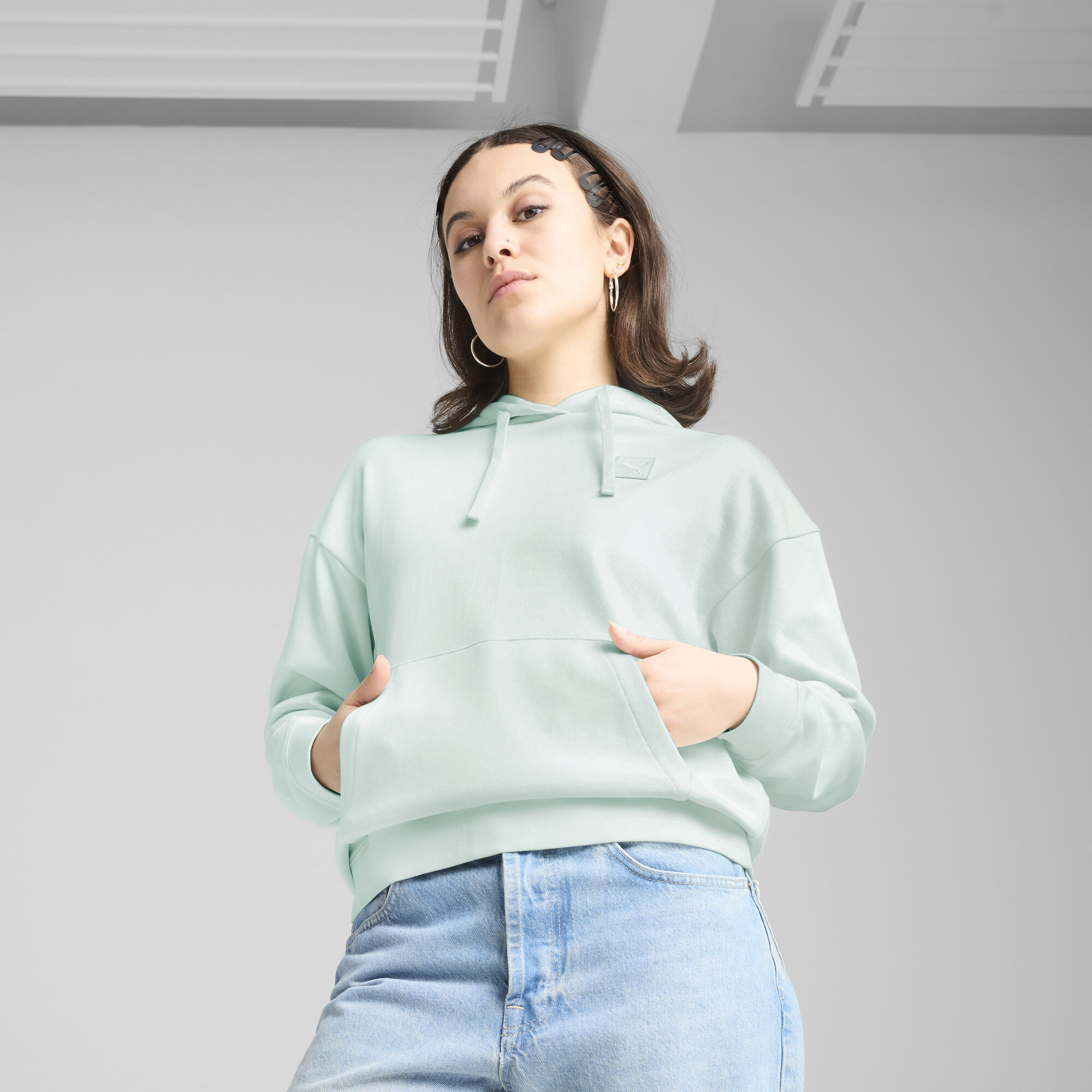 Puma Ess Elevated Comfort Hoodie Women In Blue