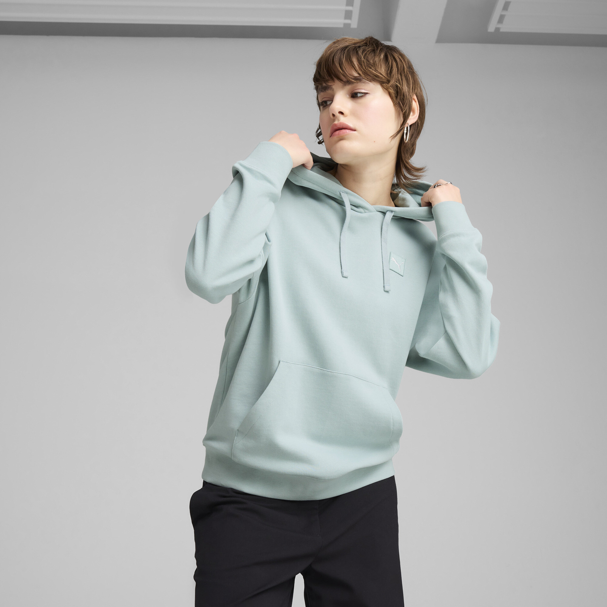 Puma ESS ELEVATED Bequemer Hoodie Damen | Mit Plain | Modern Mint | Größe: L