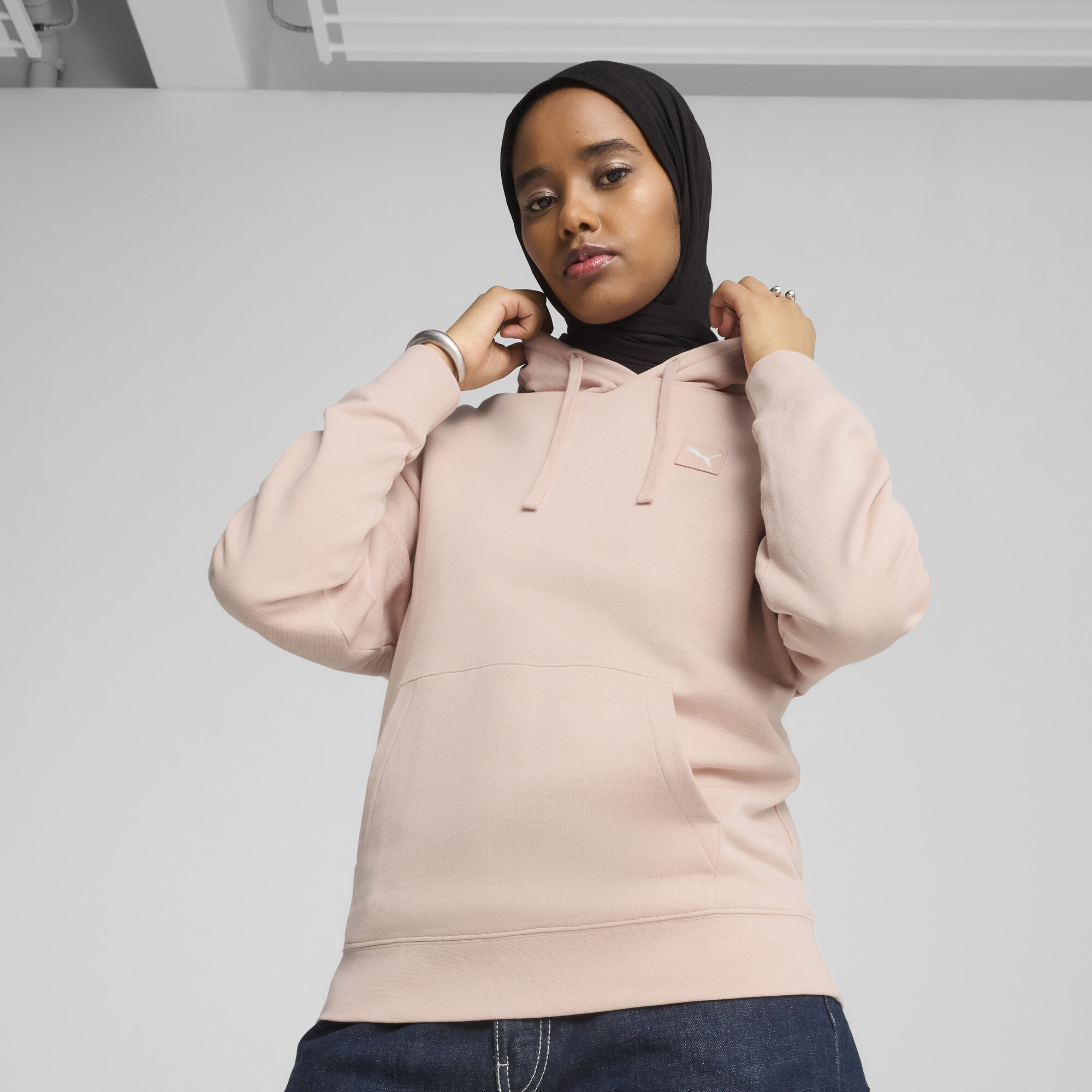 Puma ESS ELEVATED Bequemer Hoodie Damen | Mit Plain | Rose Quartz | Größe: XS