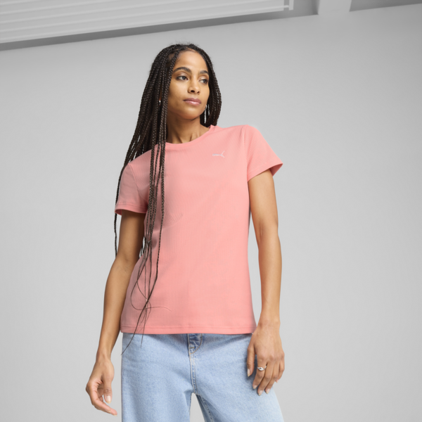 Playera Essentials ELEVATED Rib para mujer, Pink Fruit, large-MEX