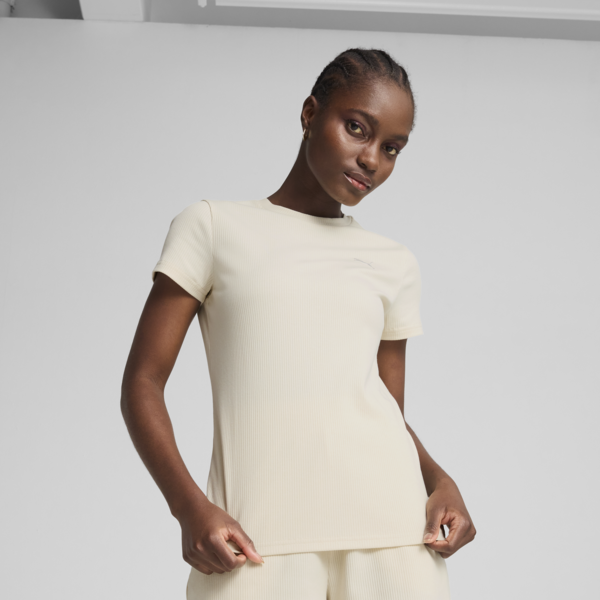Remera Essentials ELEVATED Rib para mujer, Alpine Snow, large-ARG