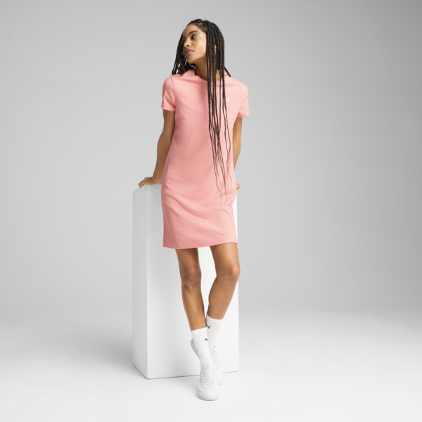 ESS ELEVATED Bodycon Rib Dress Women, Pink Fruit, large-MEX