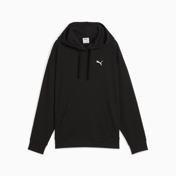 ESS ELEVATED Comfort Rib Hoodie Women, PUMA Black, large-ZAF