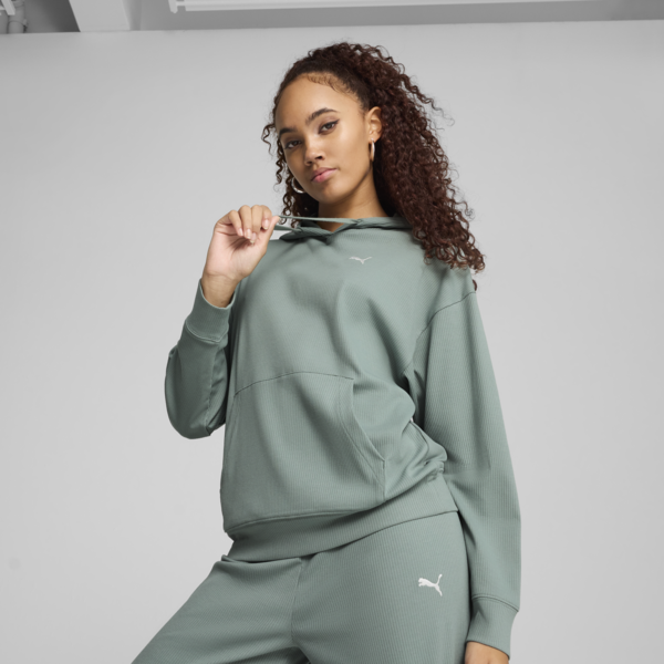 Buzo Essentials ELEVATED Comfort Rib para mujer, Green Moon, large-ARG