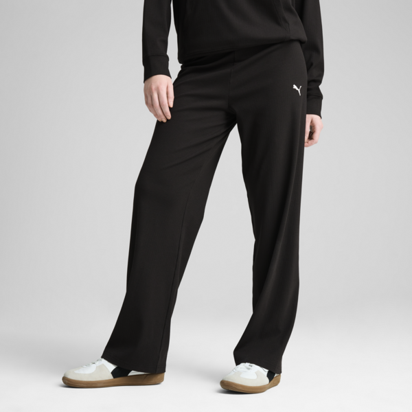 Pantalones tiro alto Essentials ELEVATED para mujer, PUMA Black, large-ARG