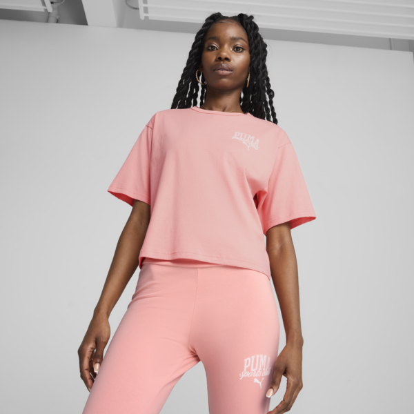 Playera corta holgada PUMA Class para mujer, Pink Fruit, large-MEX
